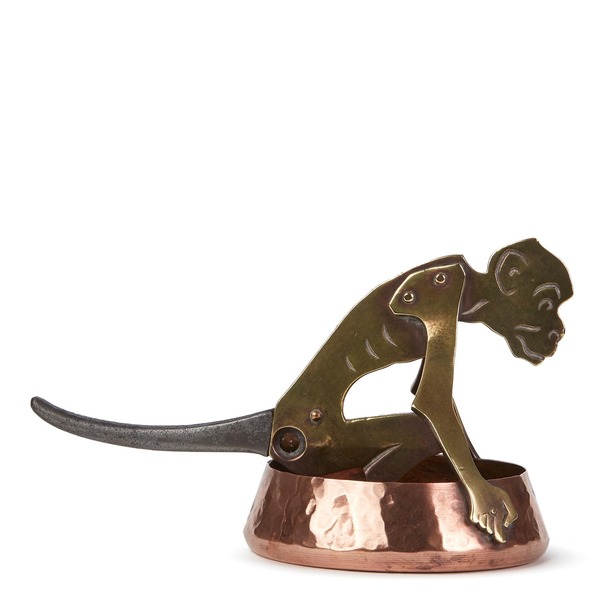 Ignatius Taschner Jugendstil Brass and Copper Monkey Cheroot Cutter, circa 1900 For Sale 2
