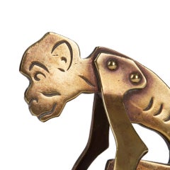 Ignatius Taschner Jugendstil Brass and Copper Monkey Cheroot Cutter, circa 1900