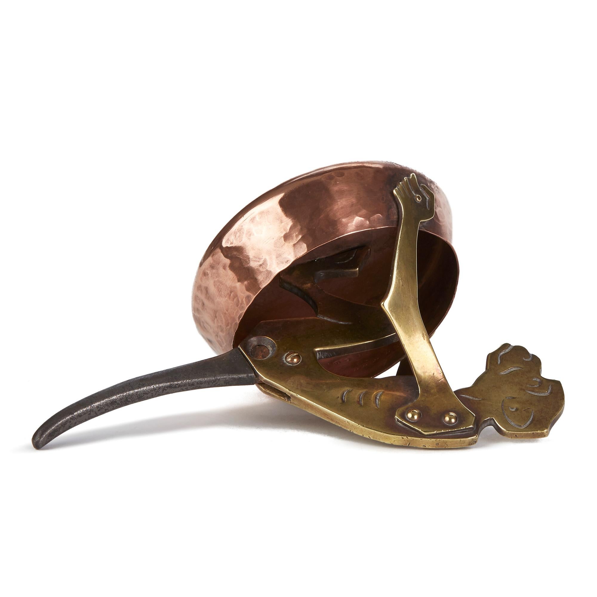 Hand-Crafted Ignatius Taschner Jugendstil Brass and Copper Monkey Cheroot Cutter, circa 1900 For Sale