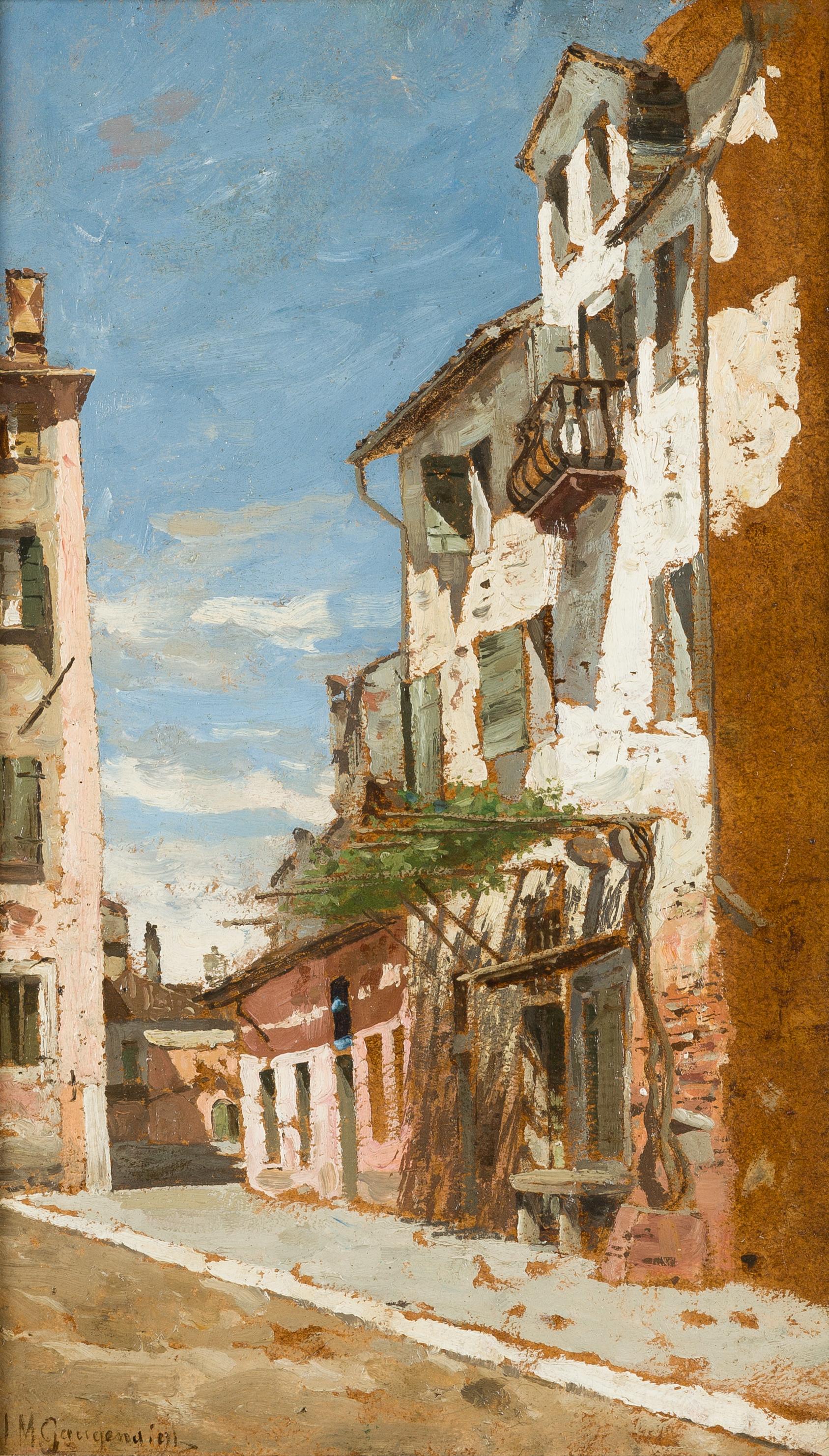 Landscape Painting Ignaz Marcel Gaugengigl - Une rue italienne