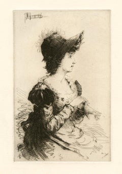 Antique "A Maiden Fair to See" original etching