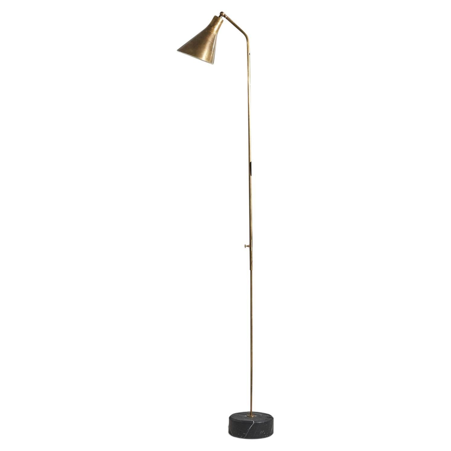 Ignazio Gardella, "Alzabile" Adjustable Floor Lamp, Brass, Marble, Italy, 1950s