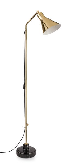 Ignazio Gardella 'Alzabile' Floor Lamp in Brass and Black Marble for Tato Italia
