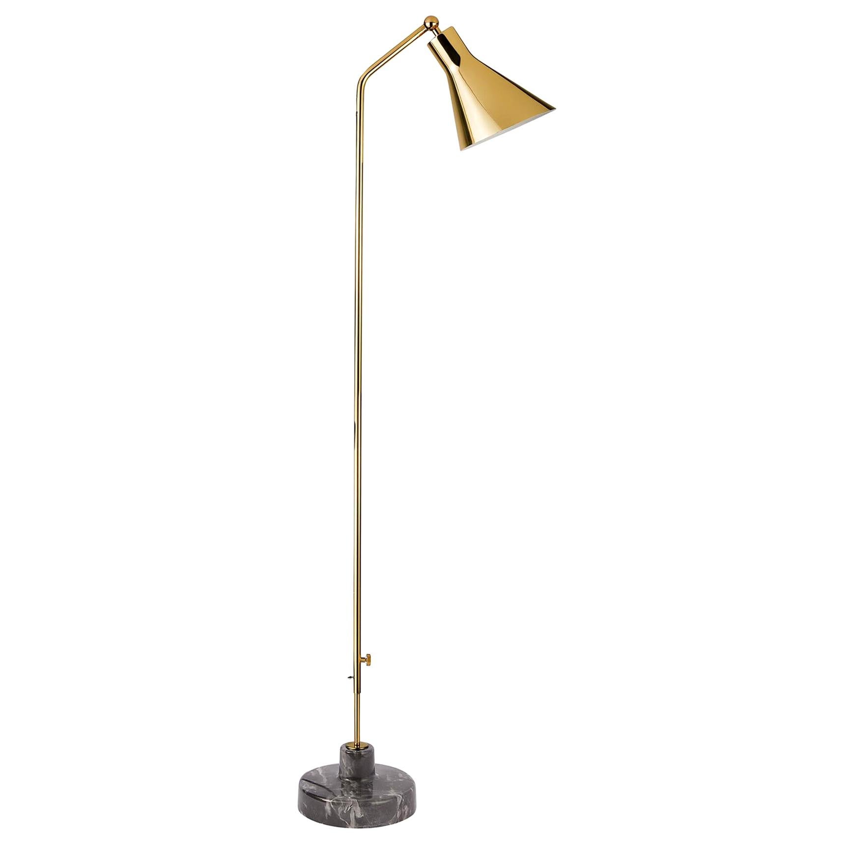 Ignazio Gardella Alzabile Floor Lamp in Brass and Gray Marble