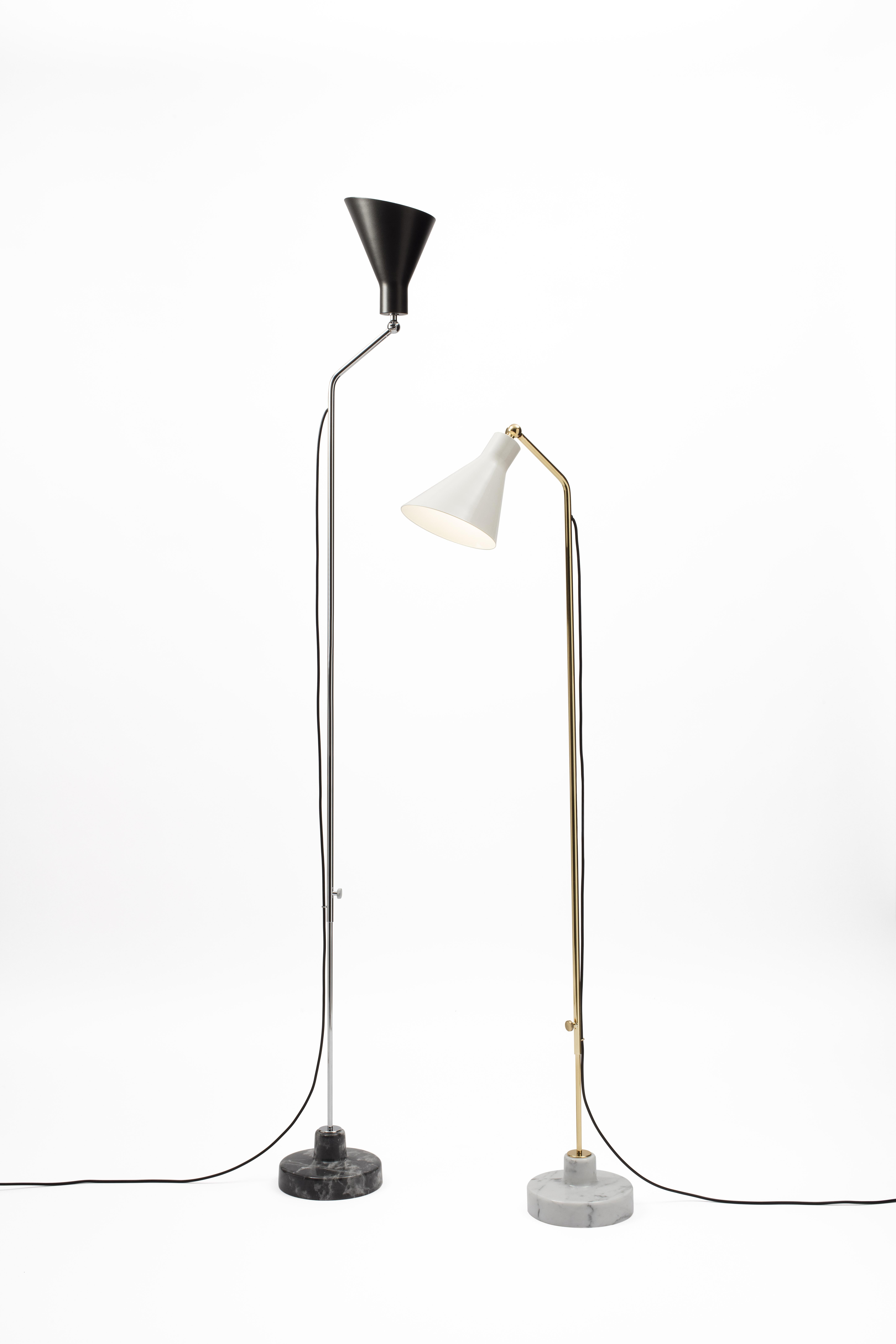 Ignazio Gardella Alzabile Floor Lamp in Brass and Black Marble for Tato Italia For Sale 4