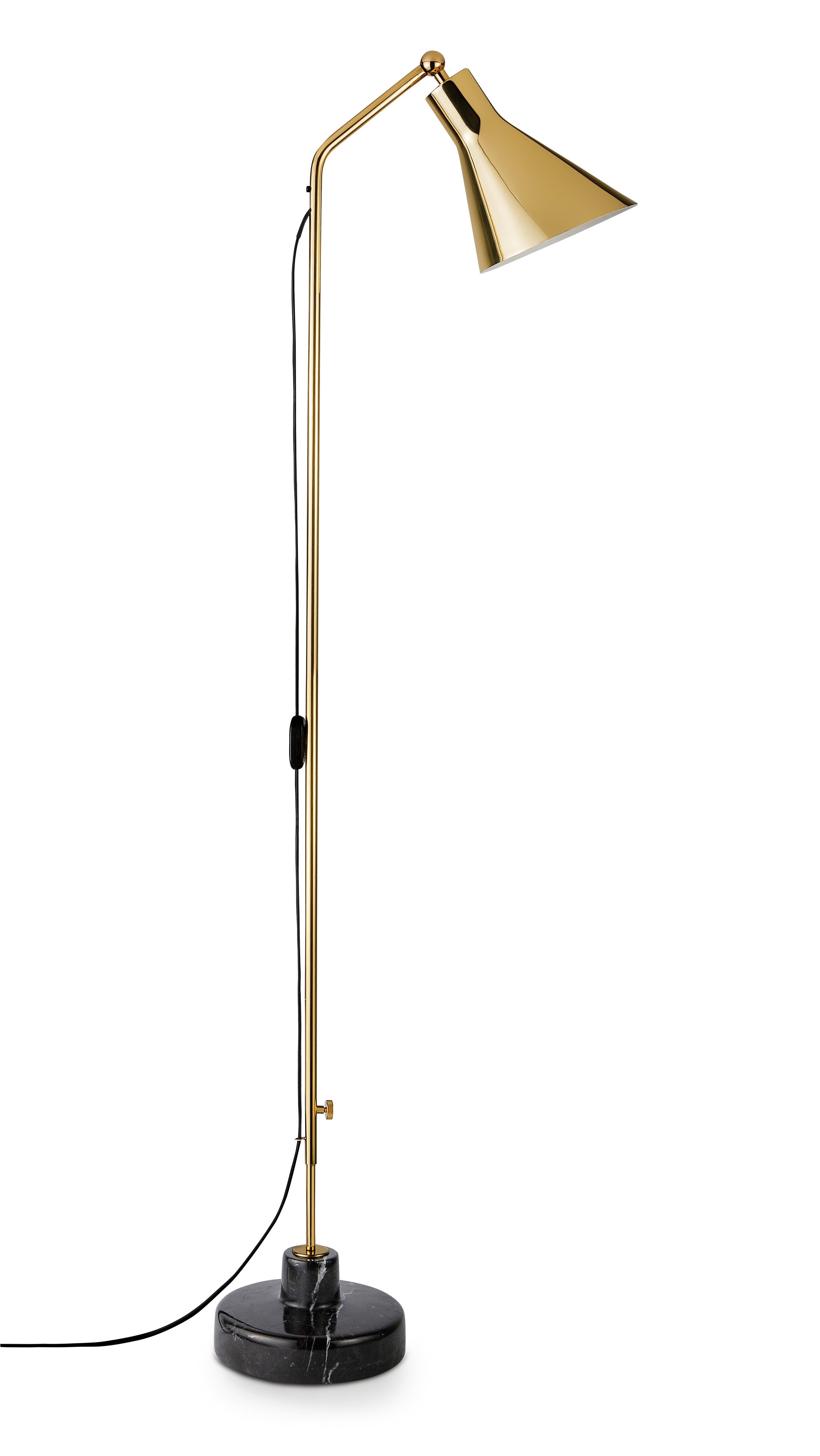 Mid-Century Modern Ignazio Gardella Alzabile Floor Lamp in Brass and Gray Marble for Tato Italia For Sale