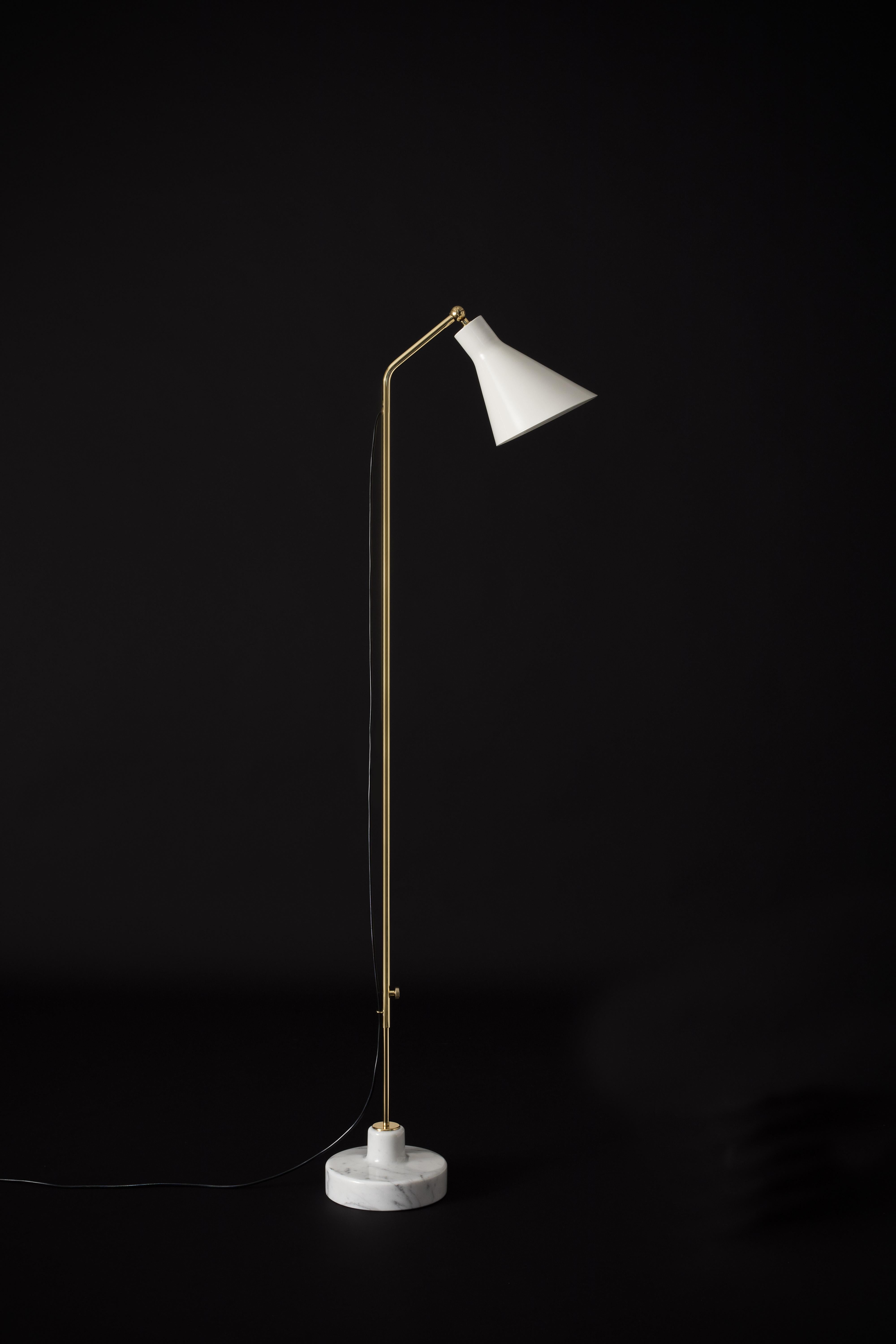 Contemporary Ignazio Gardella Alzabile Floor Lamp in Brass and Gray Marble for Tato Italia For Sale