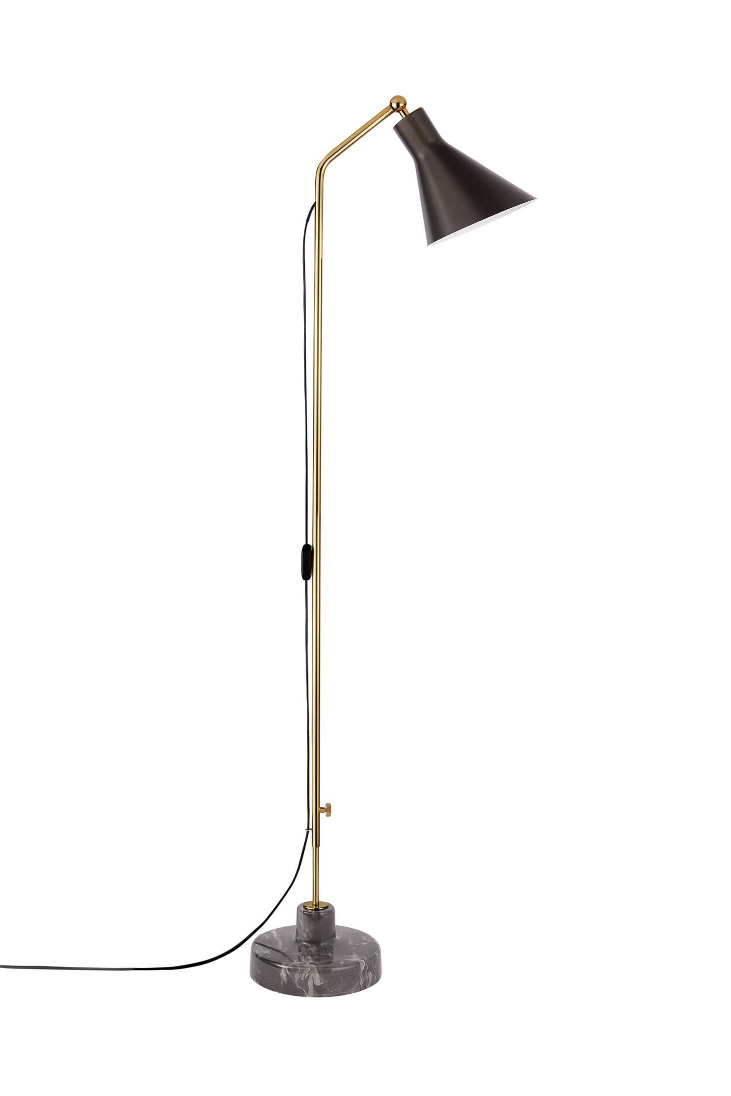 Contemporary Ignazio Gardella Alzabile Floor Lamp in Chrome and Gray Marble for Tato Italia For Sale