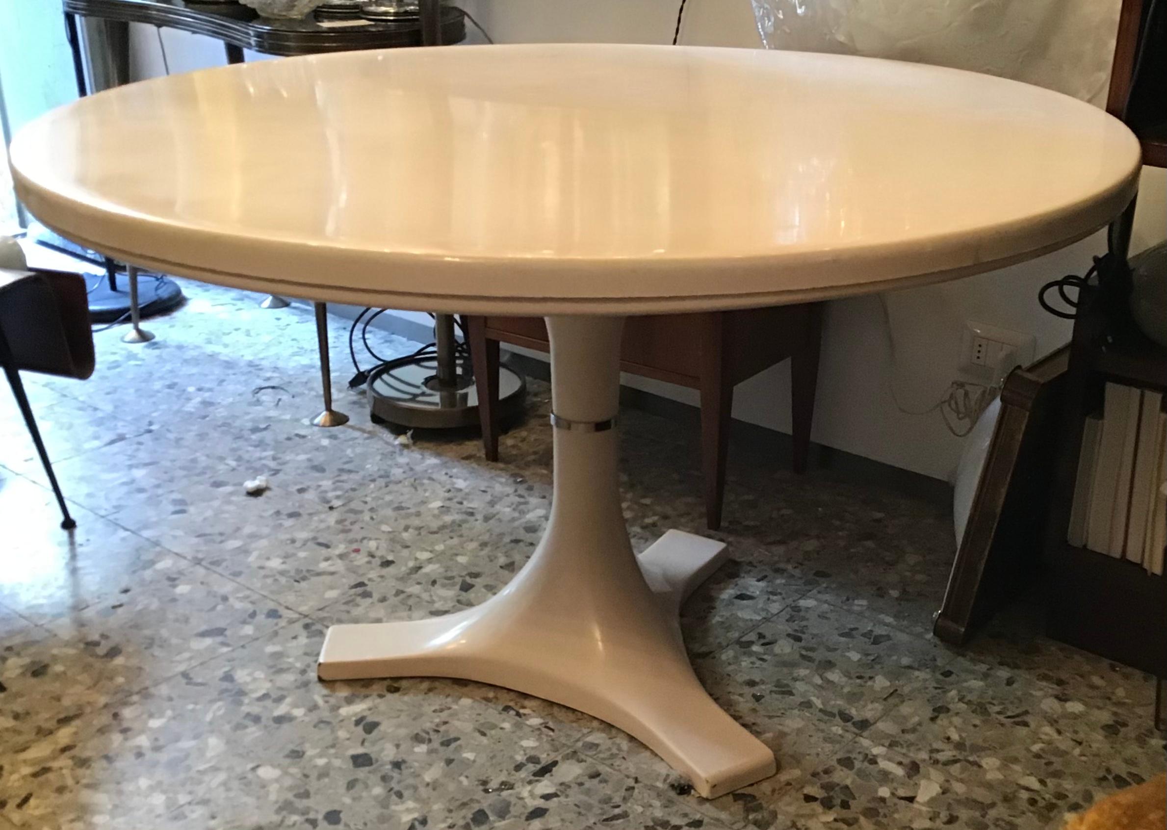 Autre Table Raund d'Ignazio Gardella et Anna Castelli en métal et plastique crème, 1966, Italie en vente