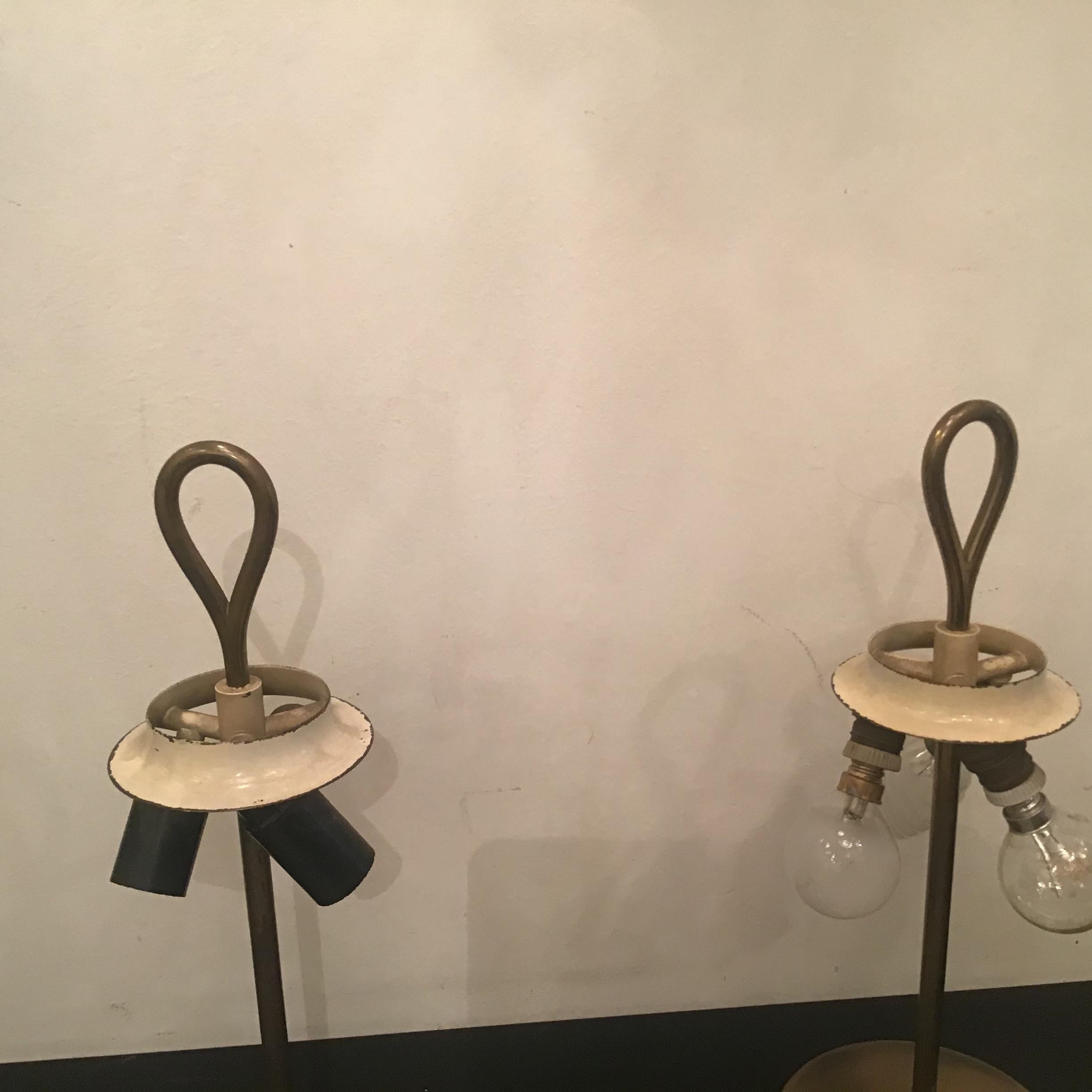 Ignazio Gardella Arenzano Azucena Table Lamps Brass Opaline Glass 1956 Italy 10