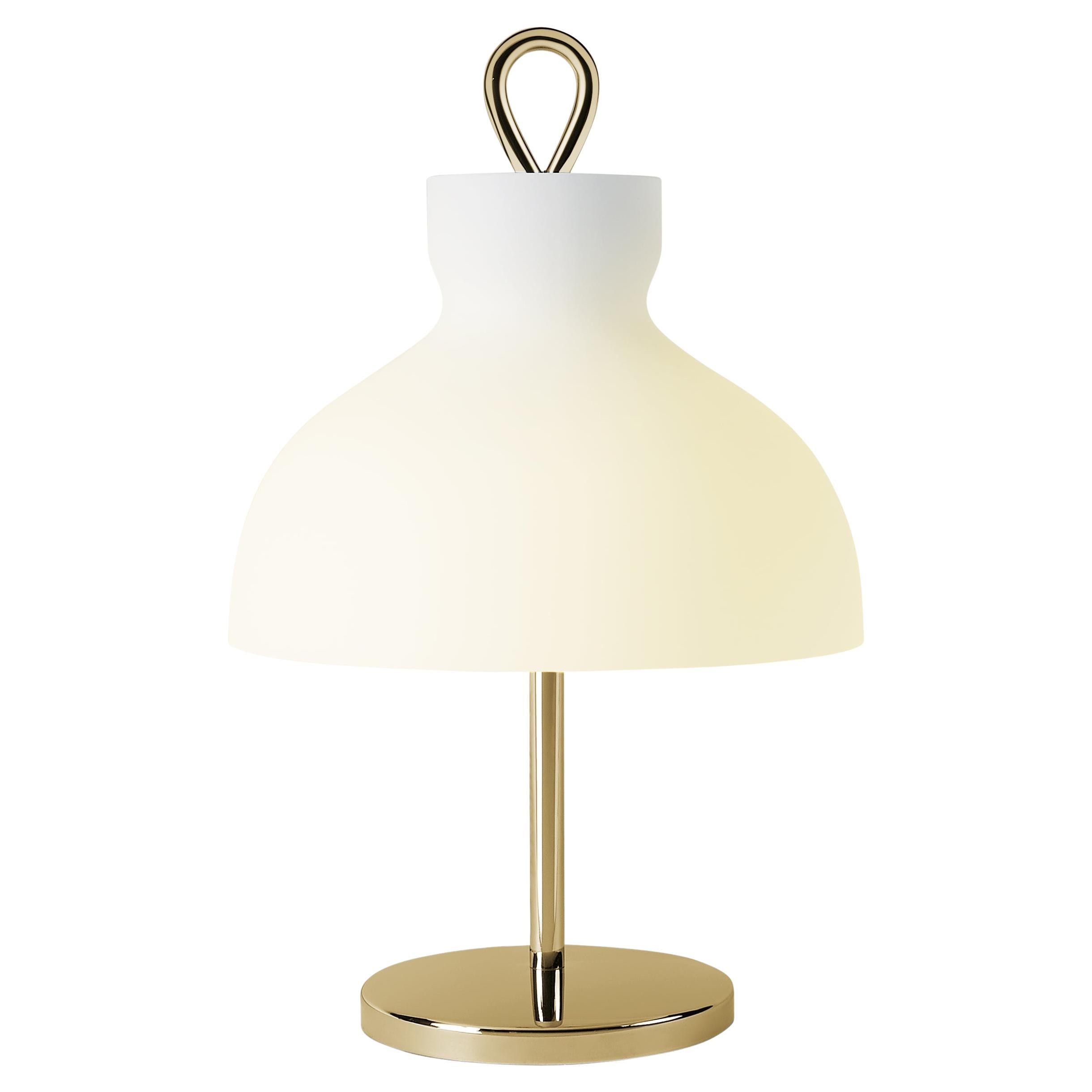 Ignazio Gardella 'Arenzano Bassa' Table Lamp in Brass and Glass For Sale
