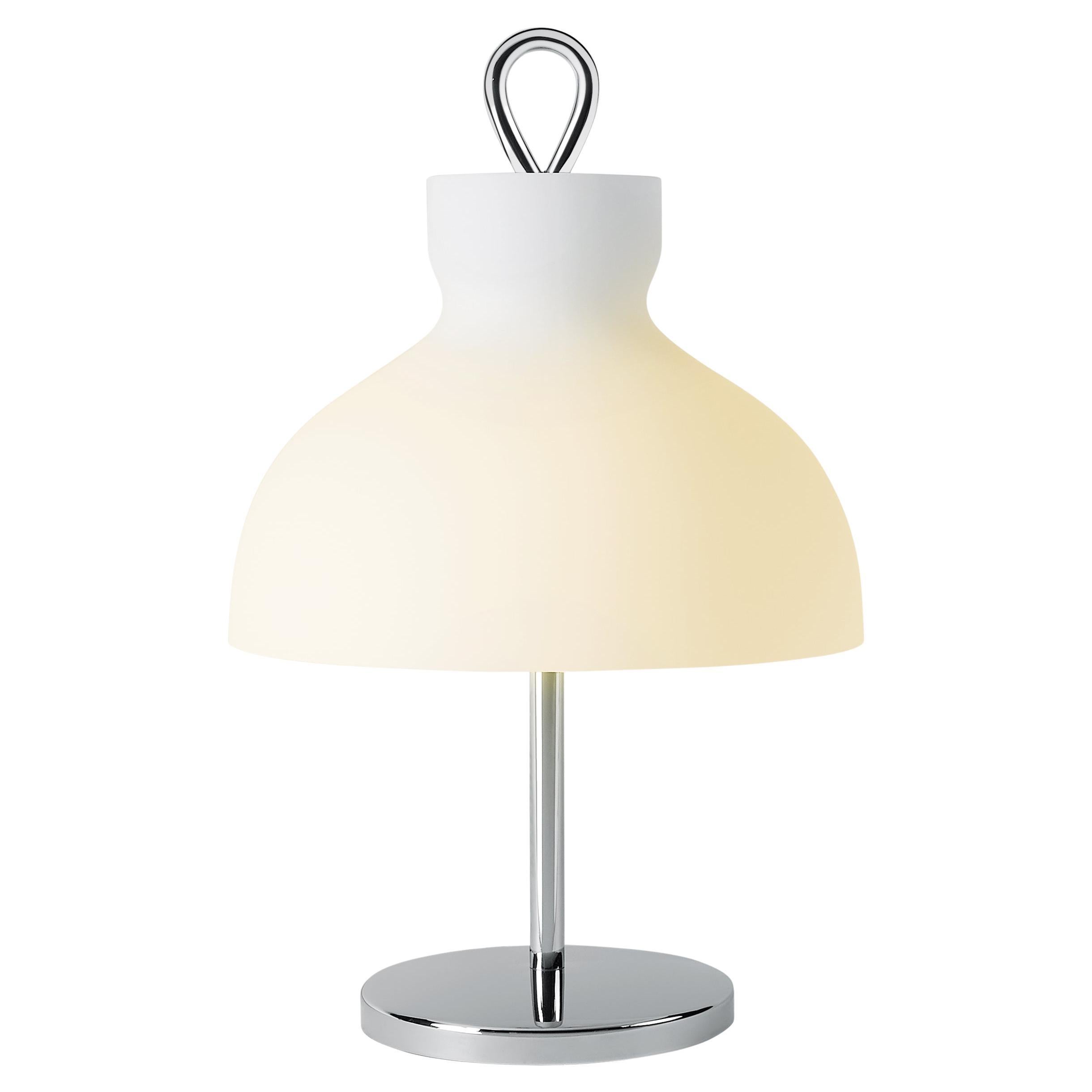 Ignazio Gardella für Tato Italia: Tischlampe „Arenzano Bassa“ aus Chrom und Glas im Angebot