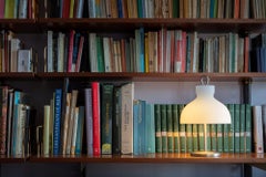 Ignazio Gardella 'Arenzano Bassa' Table Lamp in Glass and Satin Nickel