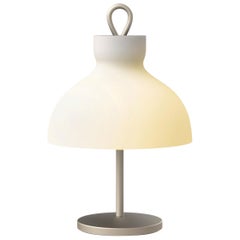 Ignazio Gardella: „Arenzano Bassa“ Tischlampe aus Glas und satiniertem Nickel