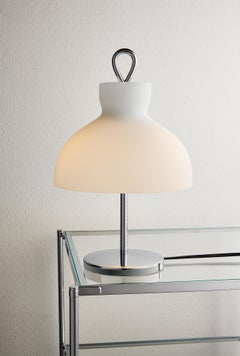 Ignazio Gardella 'Arenzano Bassa' Table Lamp in Chrome and Glass for Tato Italia
