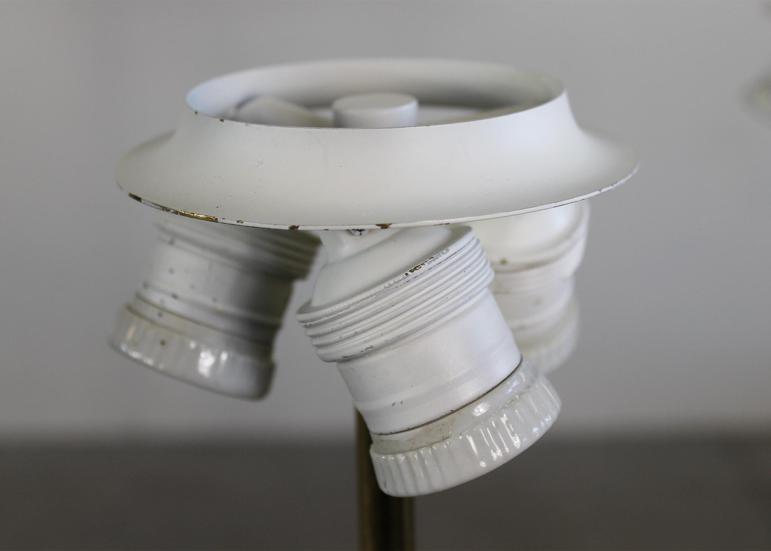 Italian Ignazio Gardella Arenzano Floor Lamp in Brass and Opaline Glass by Azucena 1970s For Sale