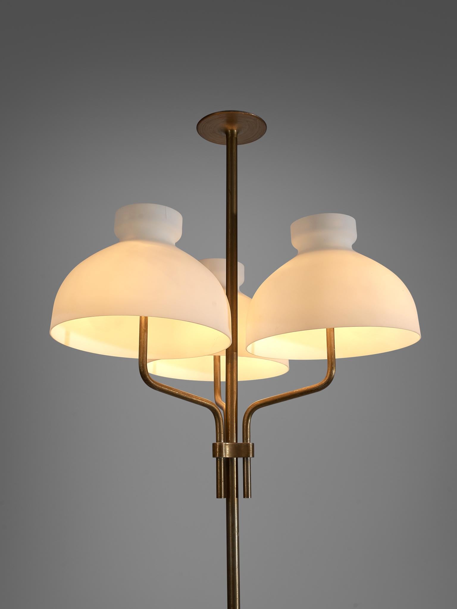 Italian Ignazio Gardella 'Arenzano' Floor Lamp in Brass and Opaline Glass