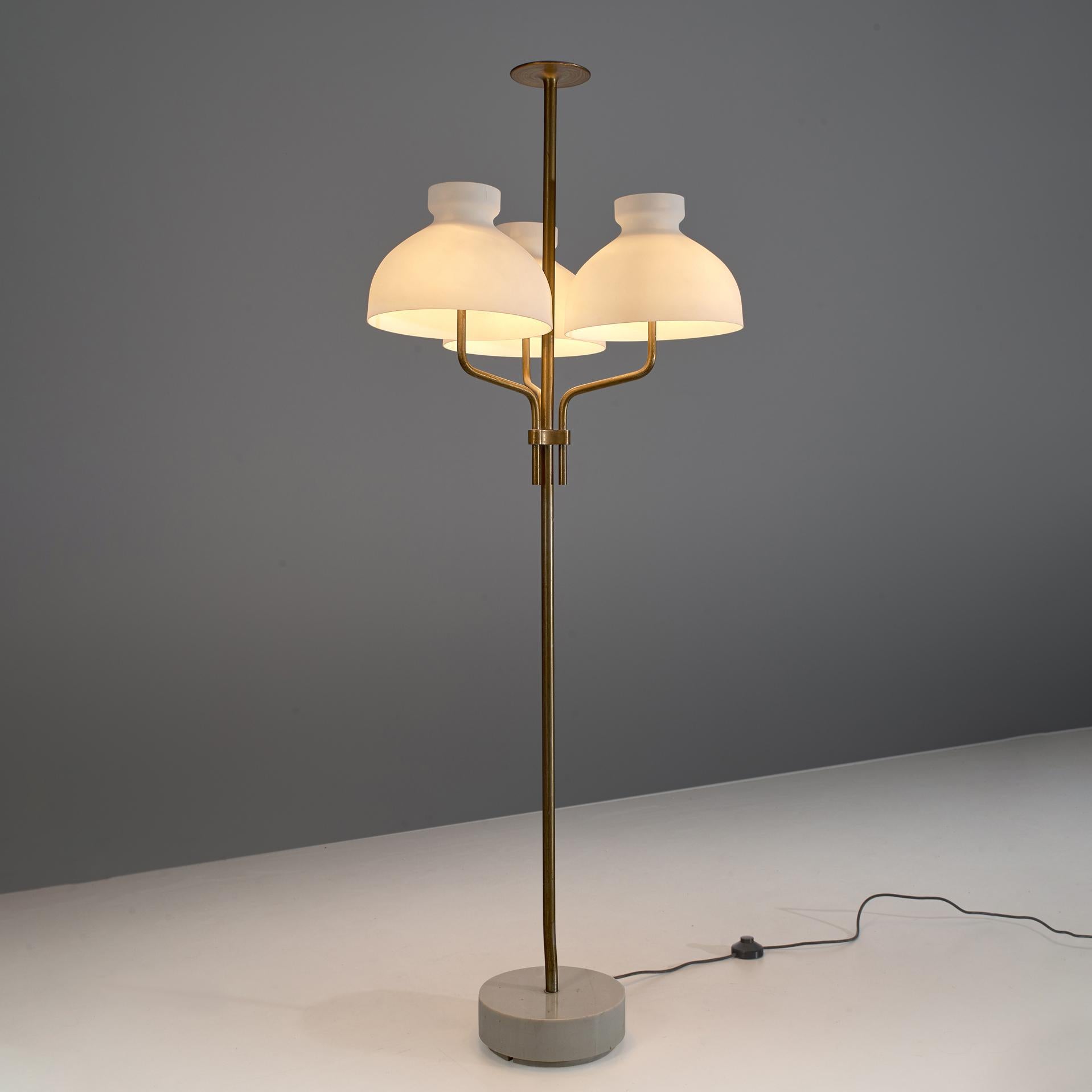 Italian Ignazio Gardella 'Arenzano' Floor Lamp in Brass and Opaline Glass