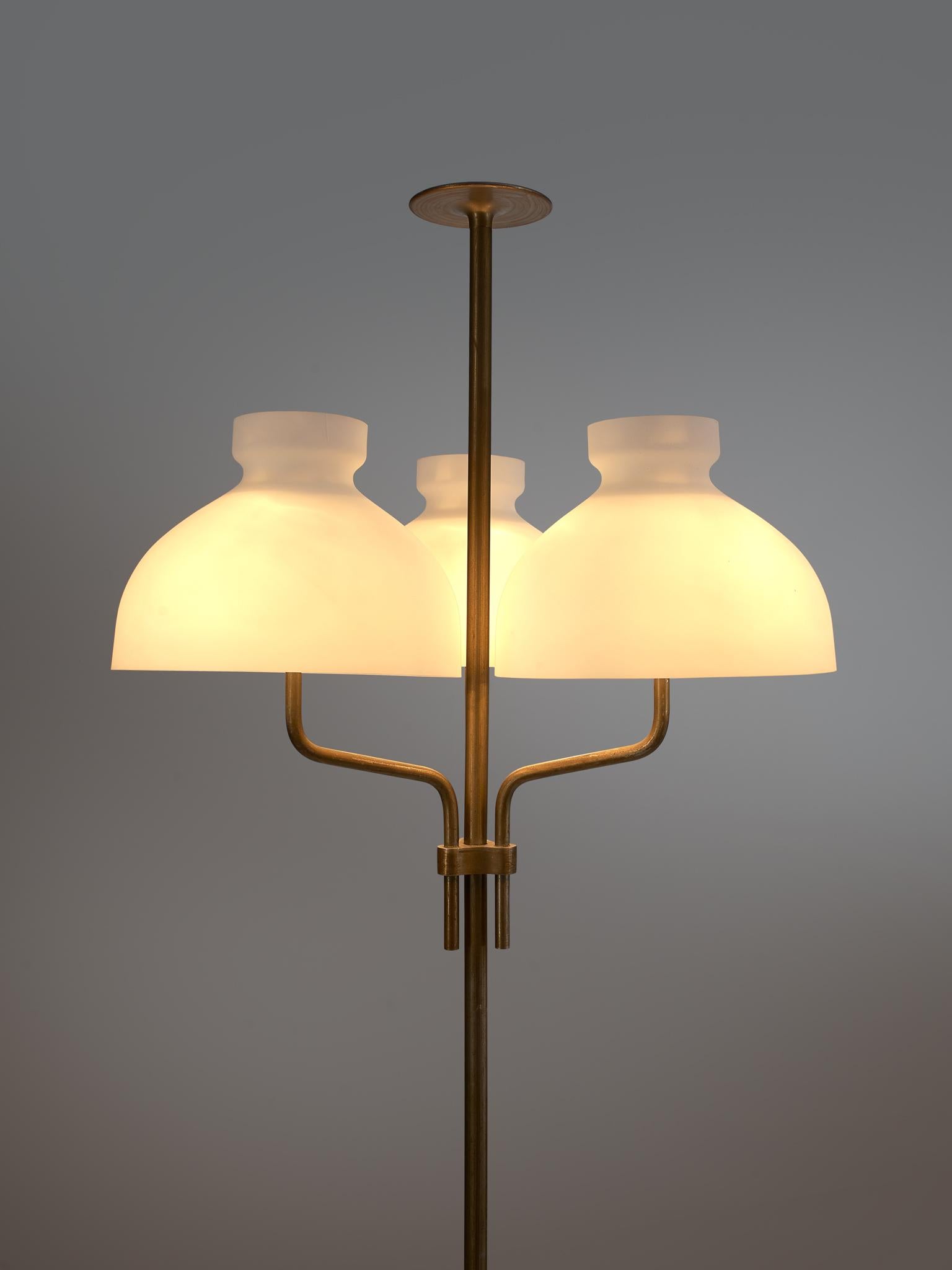 Ignazio Gardella 'Arenzano' Floor Lamp in Brass and Opaline Glass 1