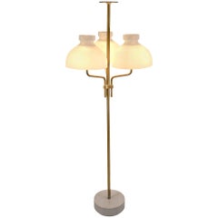 Ignazio Gardella 'Arenzano' Floor Lamp in Brass and Opaline Glass