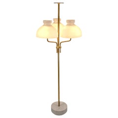 Ignazio Gardella 'Arenzano' Floor Lamp in Brass and Opaline Glass