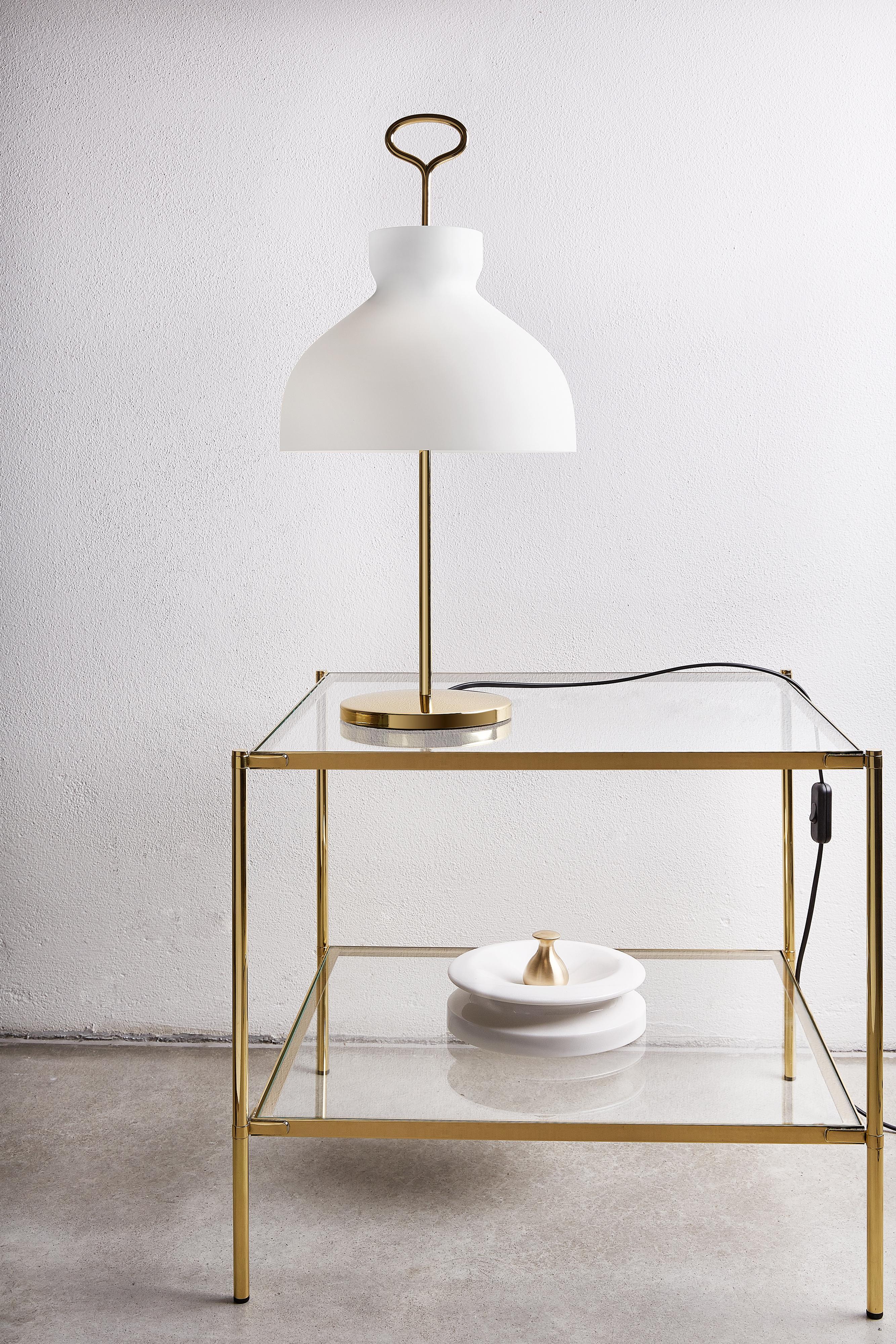 Mid-Century Modern Large Ignazio Gardella 'Arenzano' Table Lamp in Chrome and Glass for Tato Italia For Sale