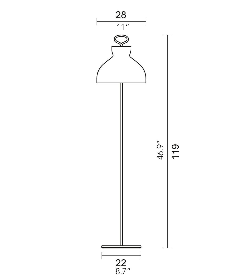 Laiton Ignazio Gardella - Lampadaire 'Arenzano Terra' en laiton et verre en vente