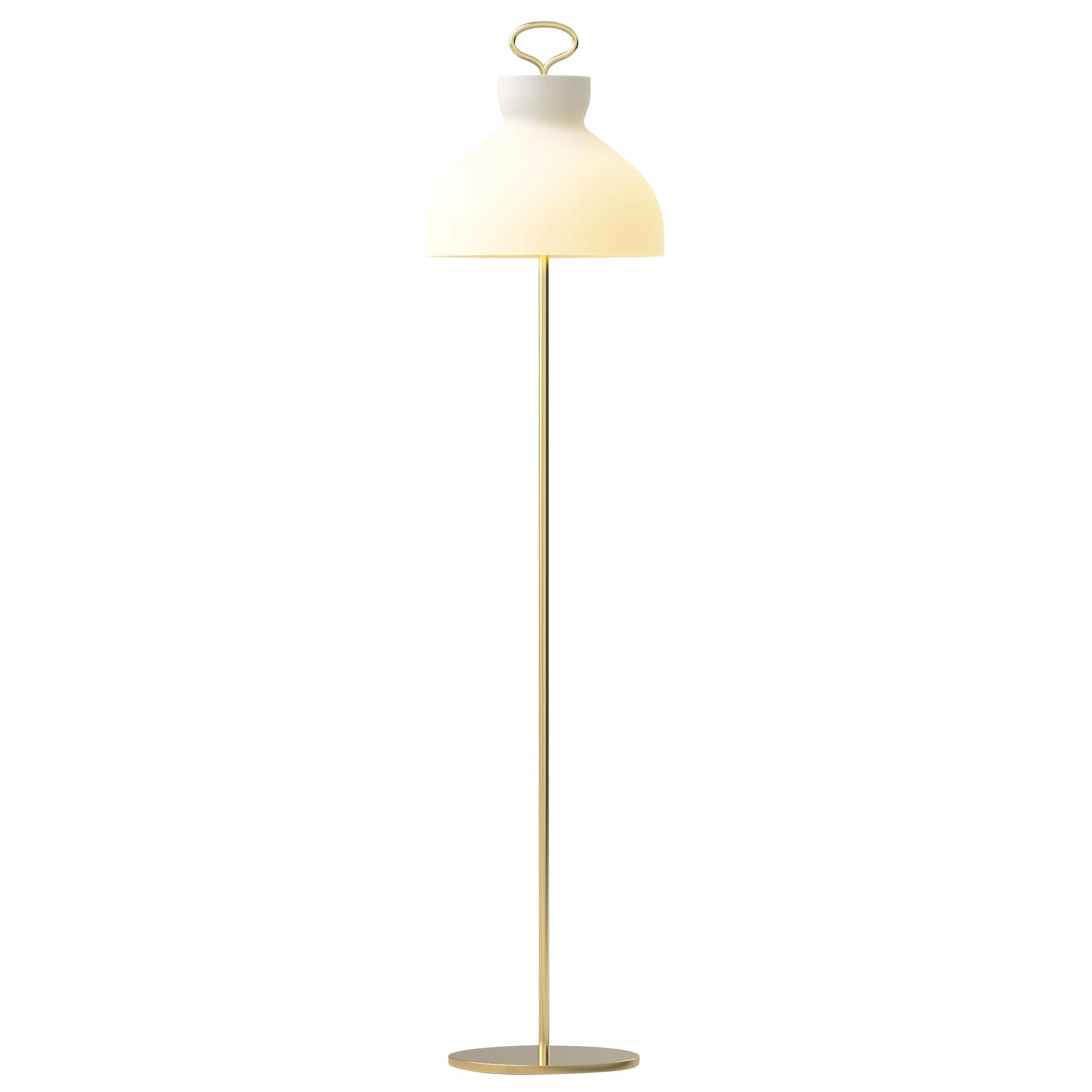 Lampadaire Arenzano Terra d'Ignazio Gardella en laiton et verre pour Tato Italia
