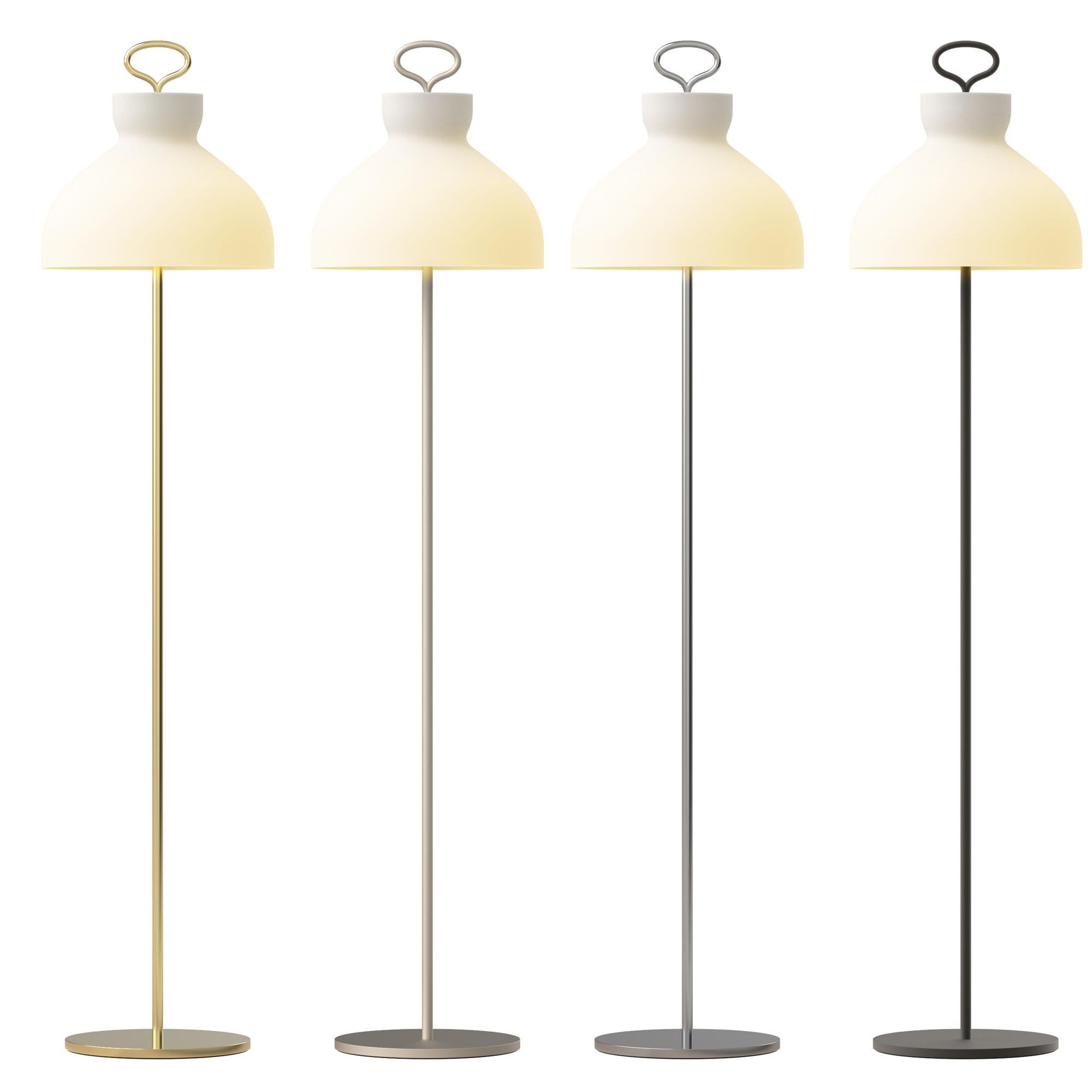 Italian Ignazio Gardella 'Arenzano Terra' Floor Lamp in Satin Nickel and Glass For Sale