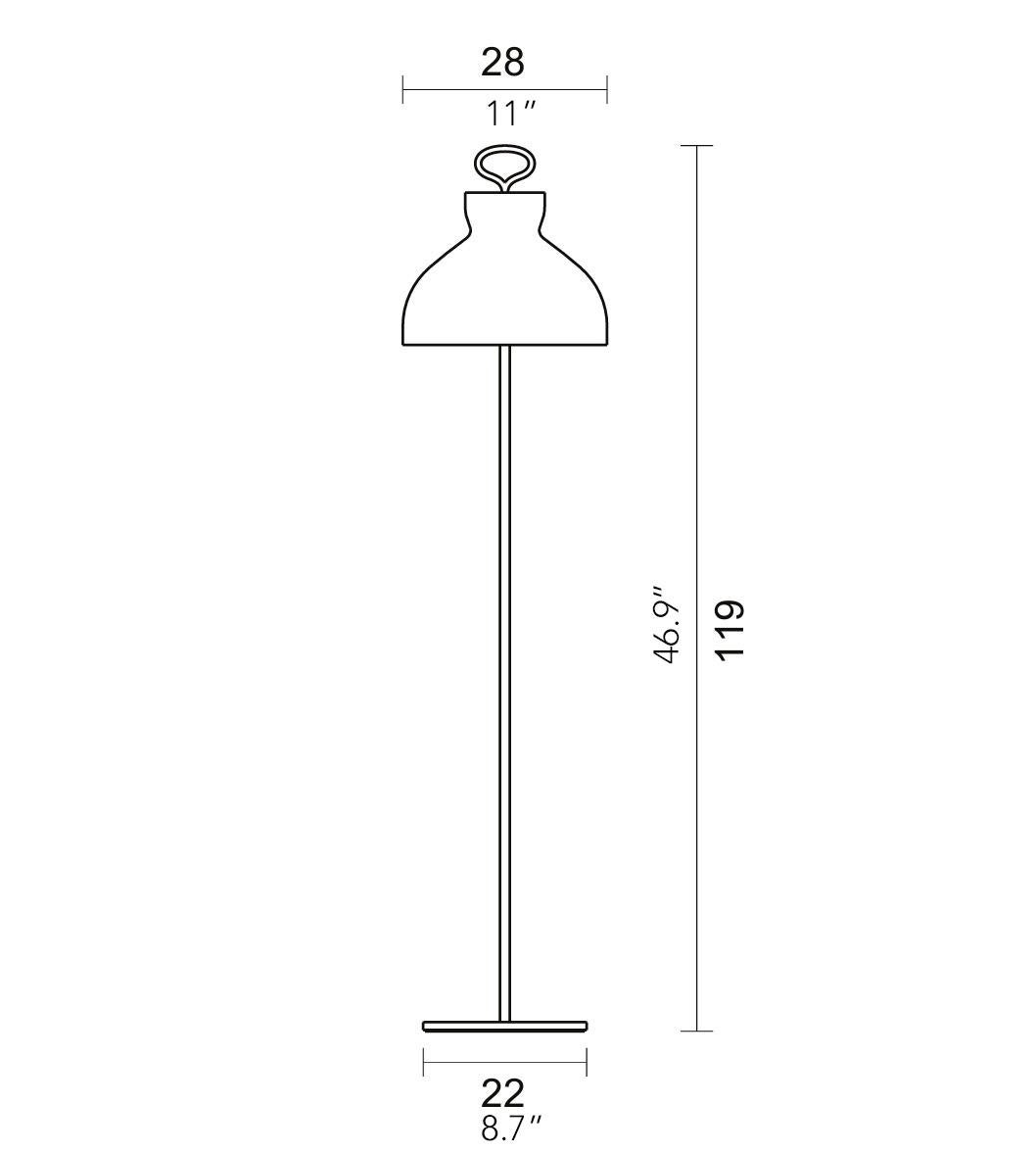 Contemporary Ignazio Gardella 'Arenzano Terra' Floor Lamp in Satin Nickel and Glass For Sale
