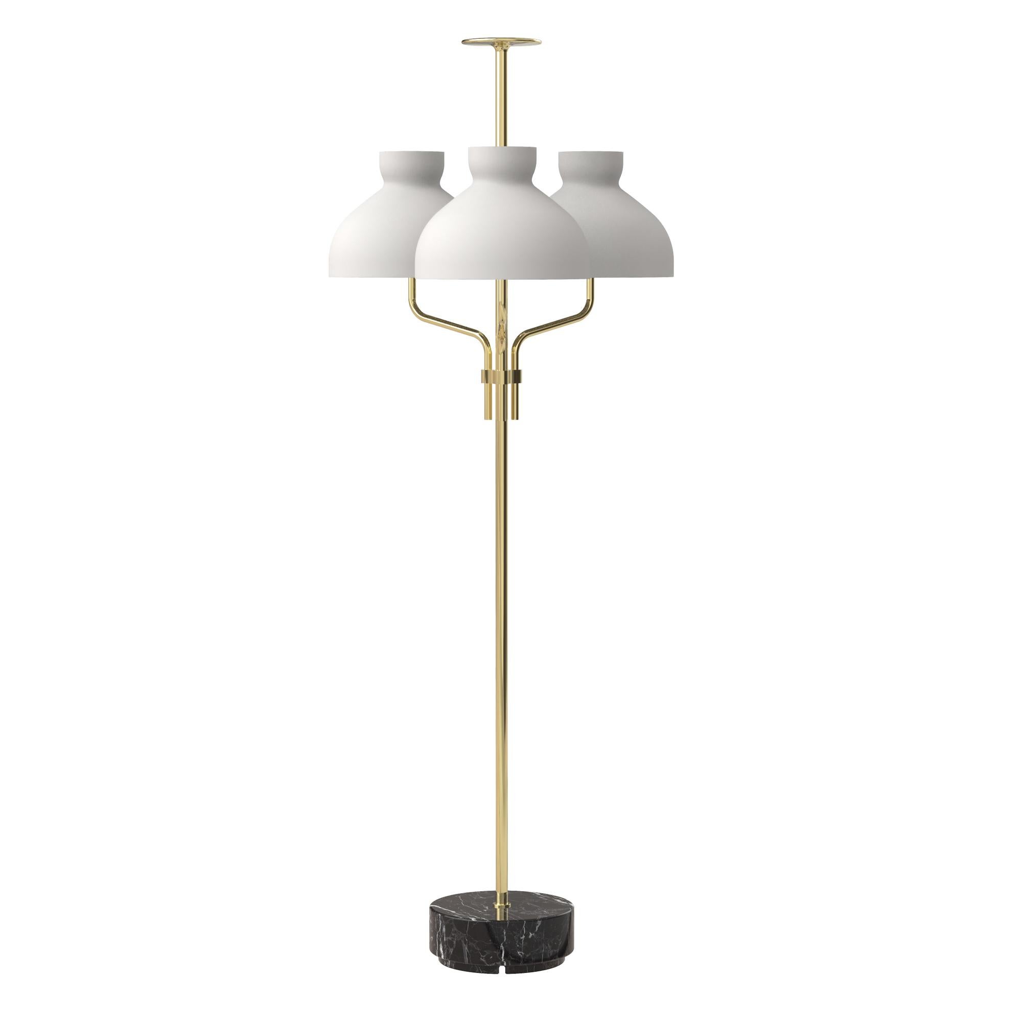 Italian Ignazio Gardella 'Arenzano Tre Fiamme' Floor Lamp in Black Marble and Brass For Sale