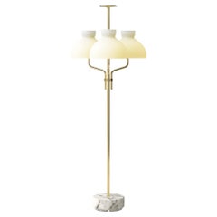 Ignazio Gardella 'Arenzano Tre Fiamme' Floor Lamp in White Marble and Brass