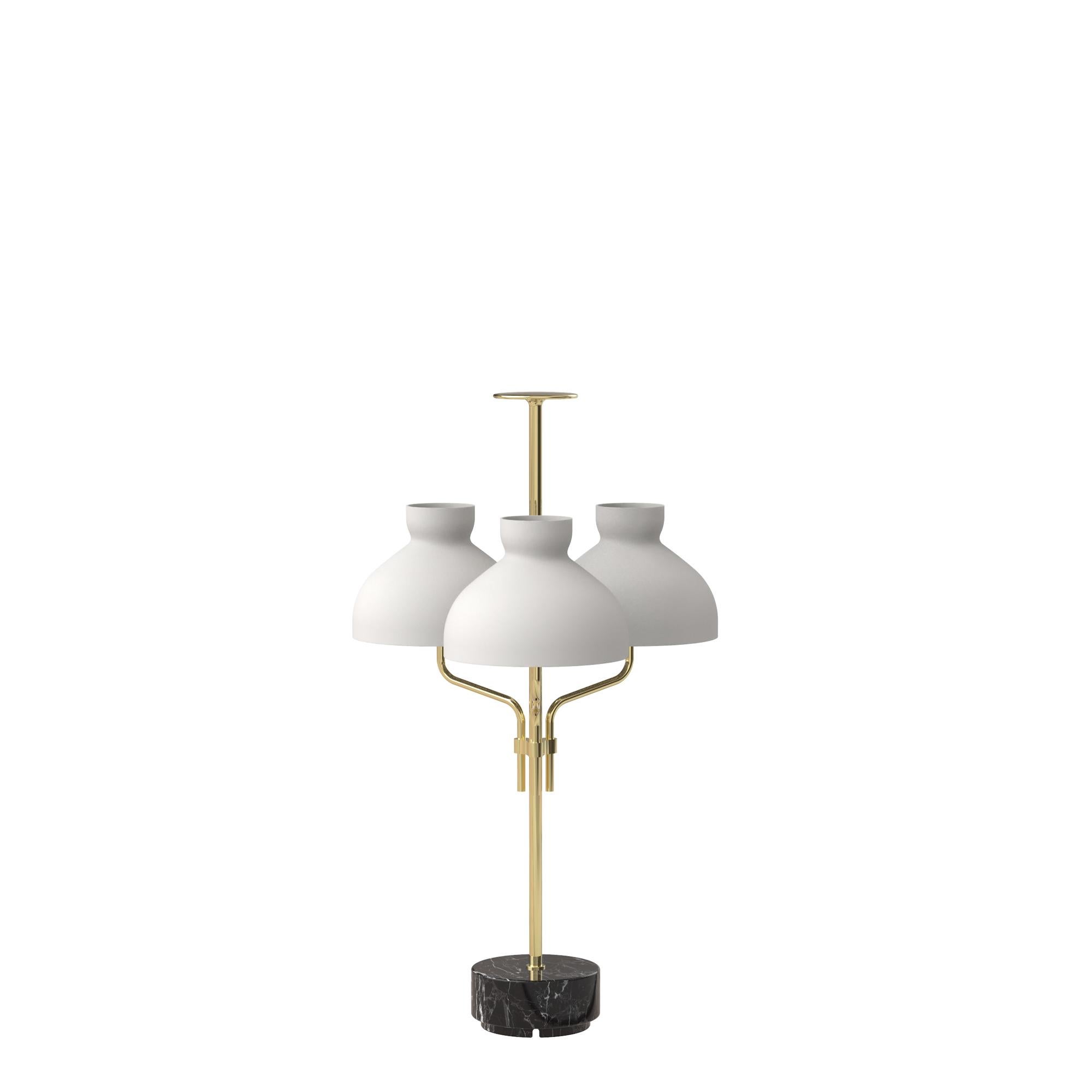 Contemporary Ignazio Gardella 'Arenzano Tre Fiamme' Table Lamp in Black Marble and Brass For Sale