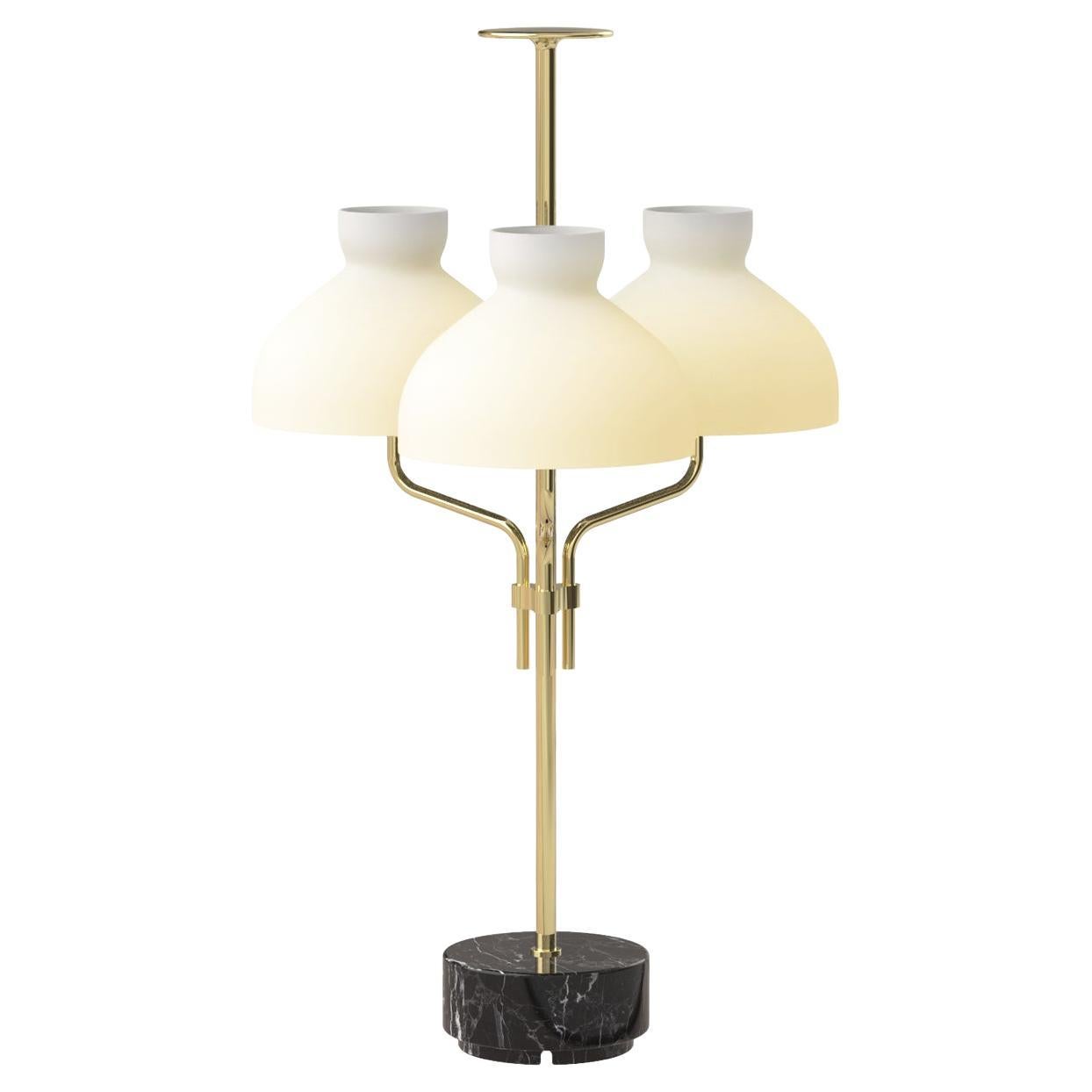 Ignazio Gardella 'Arenzano Tre Fiamme' Table Lamp in Black Marble and Brass