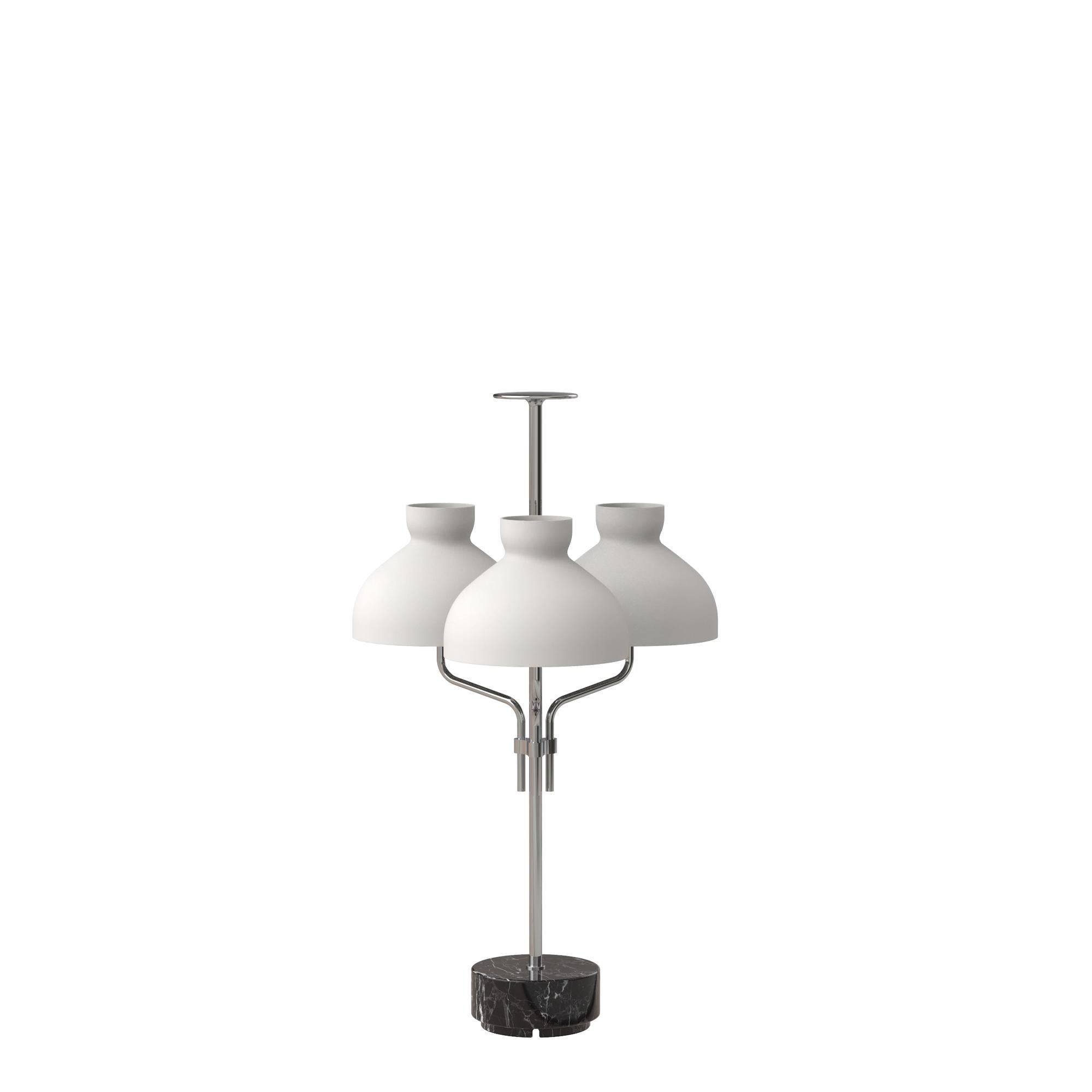 Contemporary Ignazio Gardella 'Arenzano Tre Fiamme' Table Lamp in Black Marble and Chrome For Sale