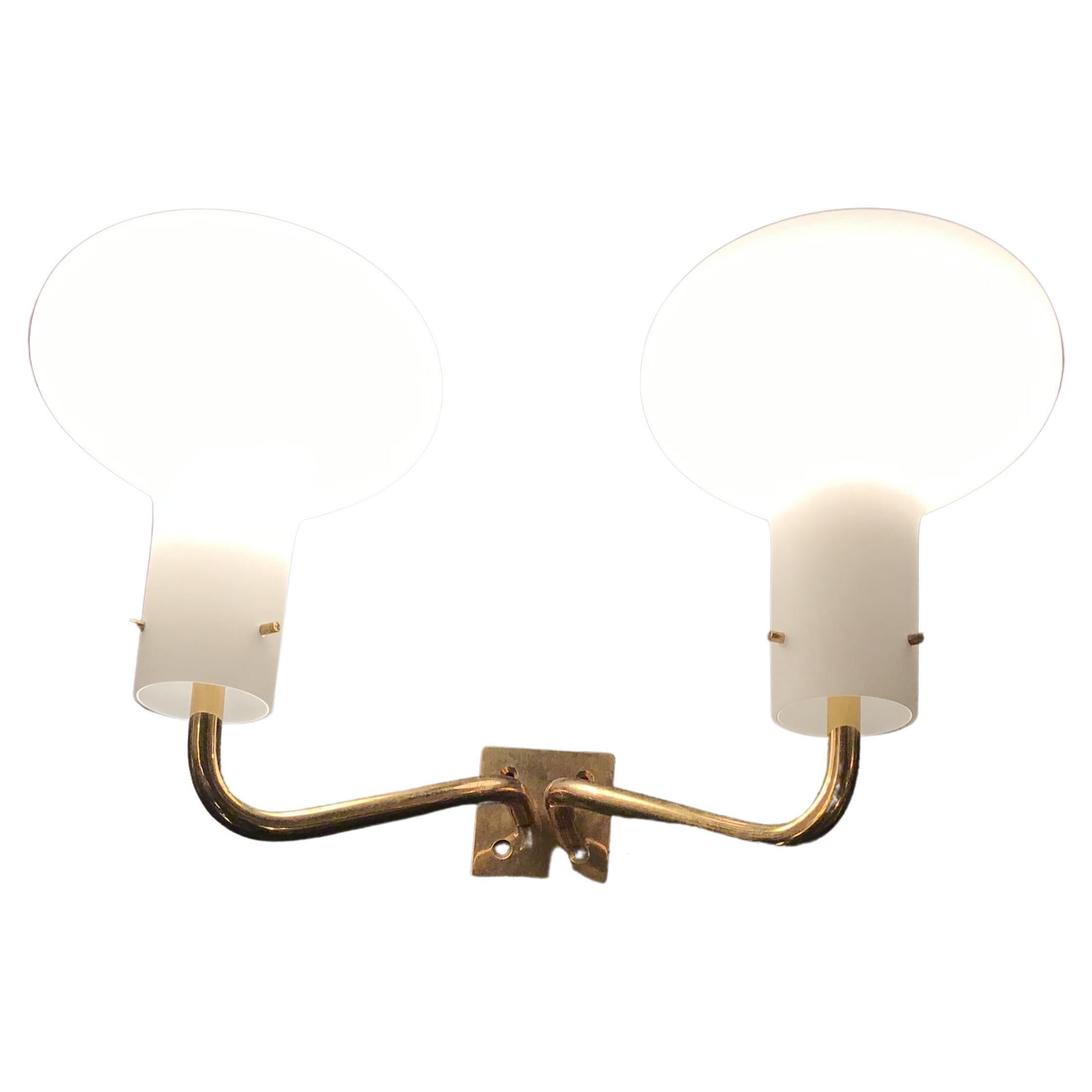 Ignazio Gardella Azucena Sconce Brass Opaline Glass 1955 Italy