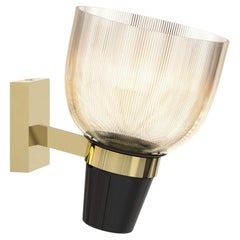 Ignazio Gardella 'Coppa Aperta Applique' Wall Lamp in Black and Brass