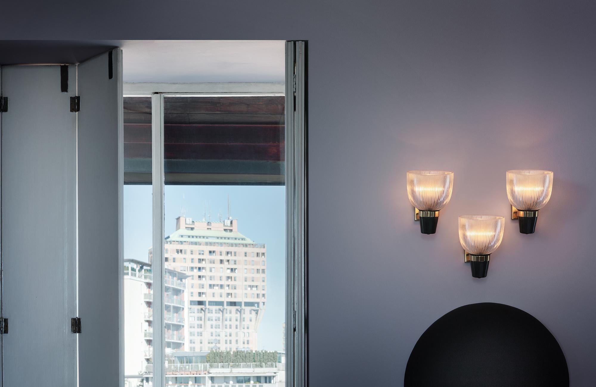 Lampada da parete 'Coppa Aperta Applique' di Ignazio Gardella in argento e ottone in vendita 2