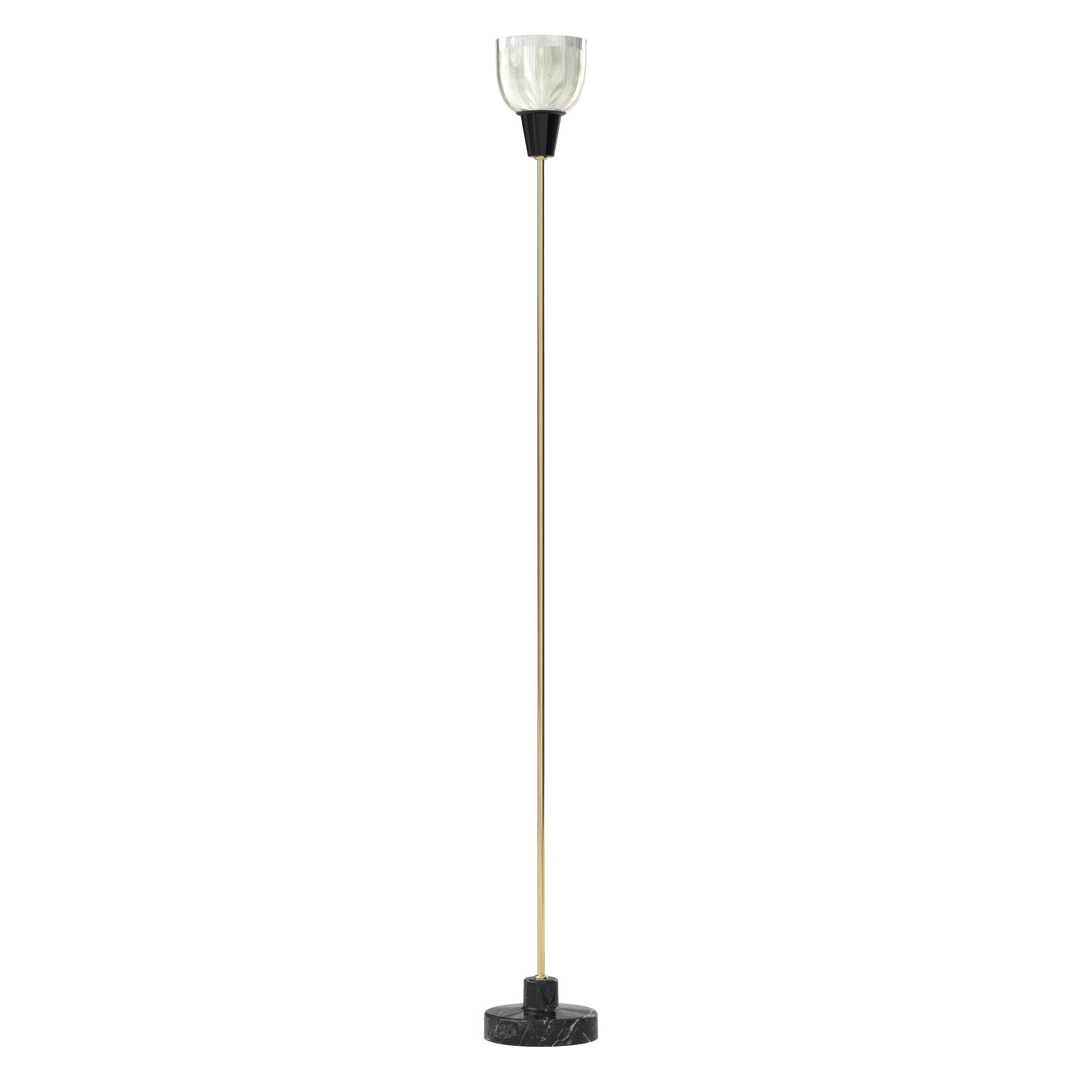 Contemporary Ignazio Gardella 'Coppa Aperta Piantana' Floor Lamp in Black Marble and Brass For Sale
