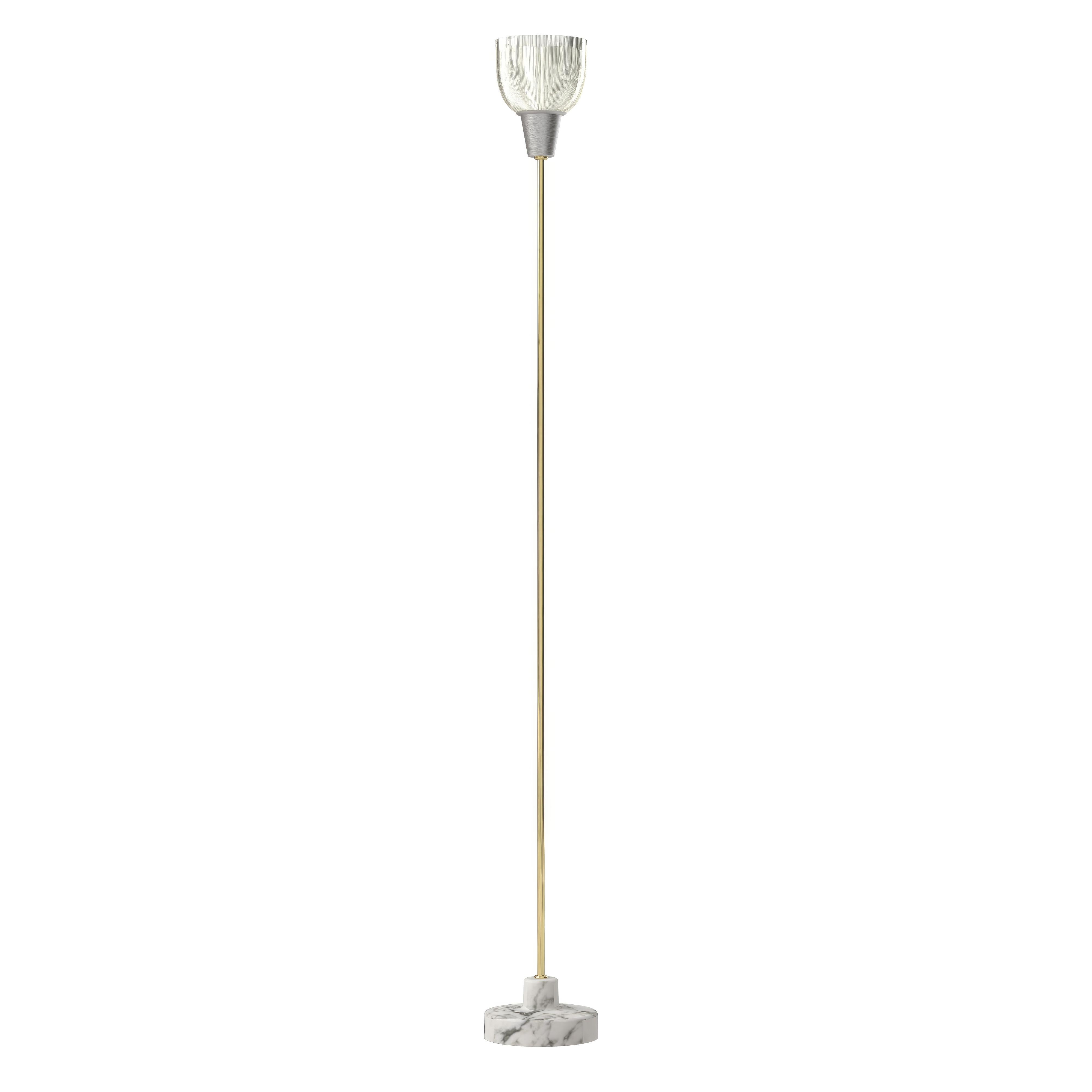 Stehlampe „Coppa Aperta Piantana“ aus weißem Marmor und Messing von Ignazio Gardella (Italienisch) im Angebot