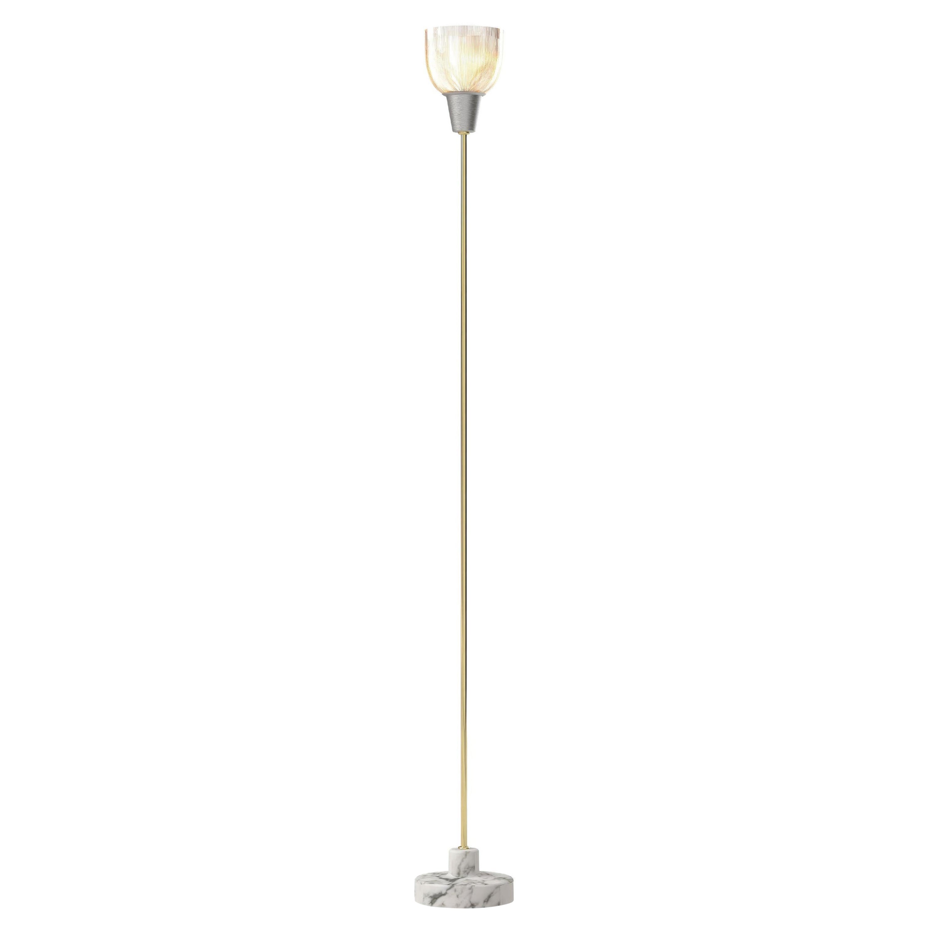 Lampada da terra 'Coppa Aperta Piantana' di Ignazio Gardella in marmo bianco e ottone