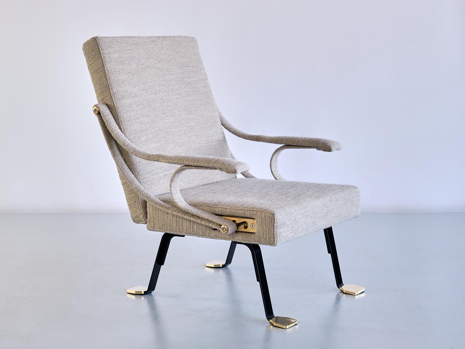 Mid-Century Modern Ignazio Gardella 'Digamma' Armchair in Beige Loro Piana Mélange Fabric