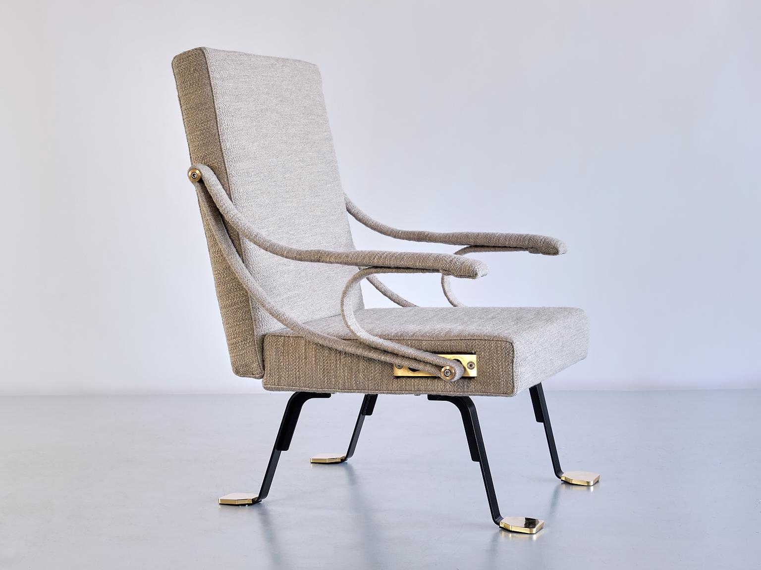 Contemporary Ignazio Gardella 'Digamma' Armchair in Beige Loro Piana Mélange Fabric