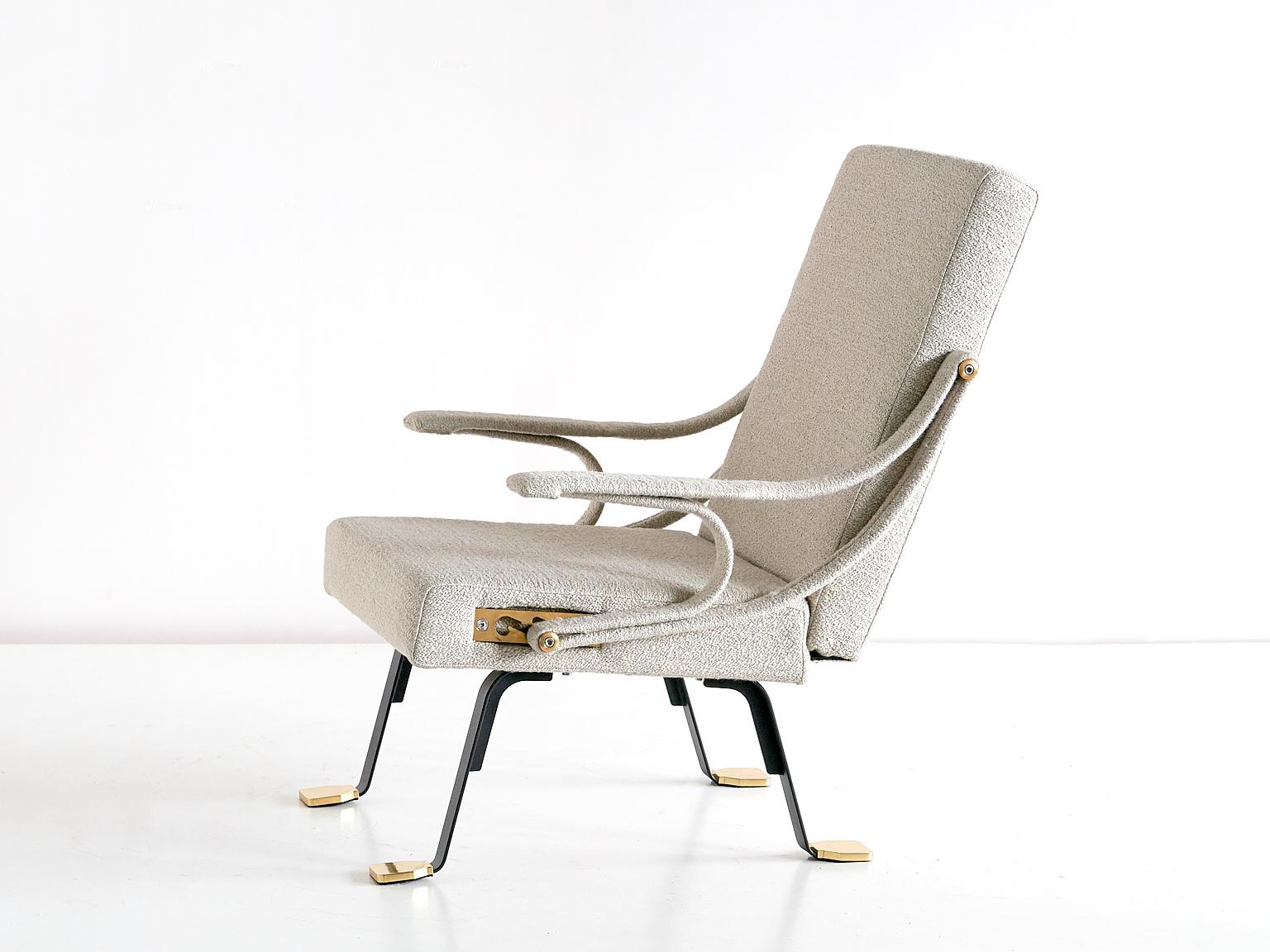 Metal Ignazio Gardella 'Digamma' Armchair in Beige Raf Simons Kvadrat Bouclé Fabric