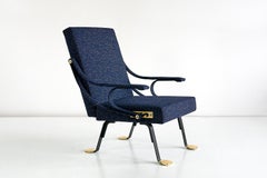Ignazio Gardella Digamma Armchair in Navy Raf Simons Kvadrat Fabric and Brass