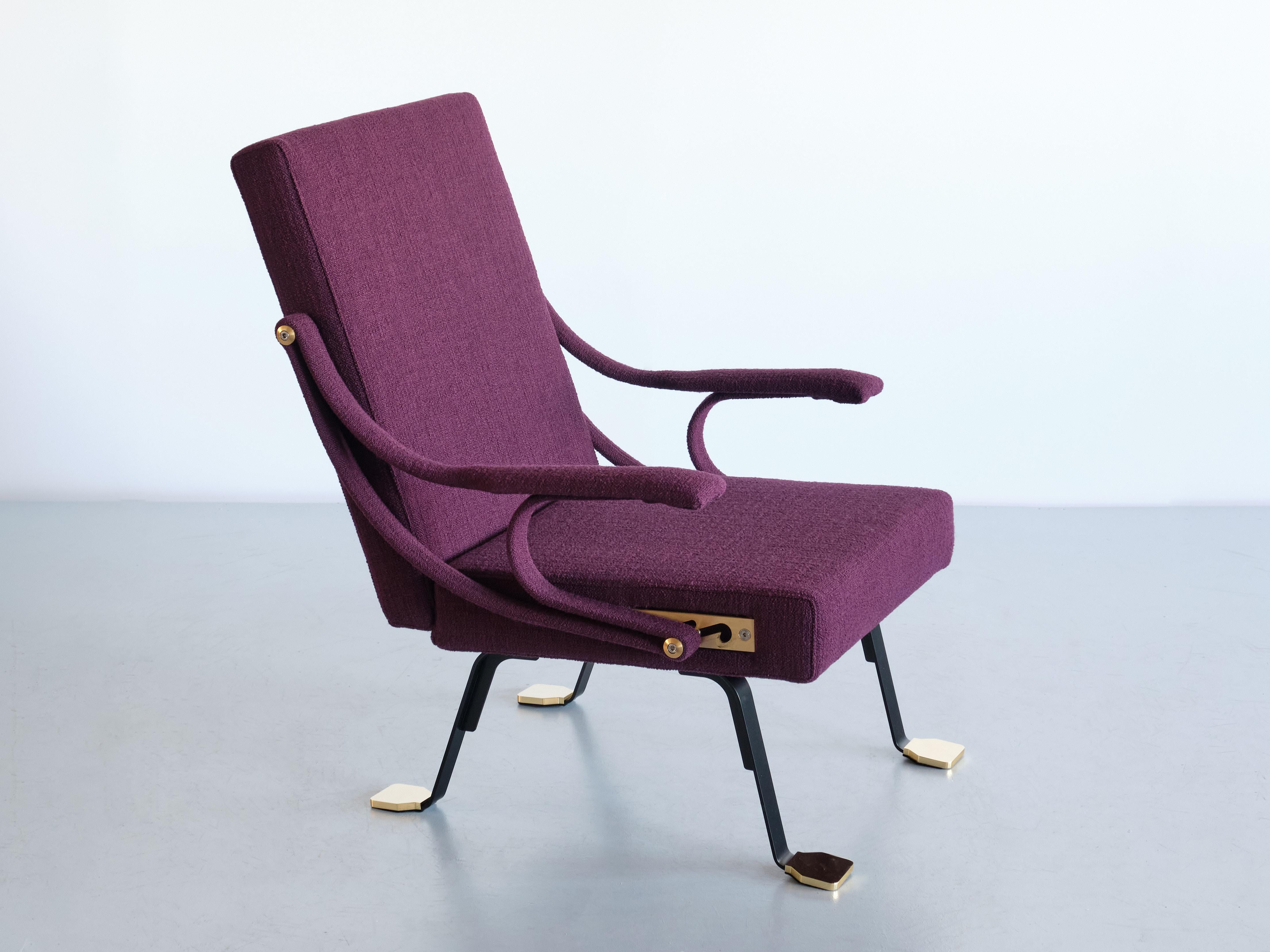 Designed by Ignazio Gardella in 1957, the Digamma lounge chair is a comfortable chair with roots in the late Italian modernist tradition. Its rational construction features two geometric sections - the rectangular upholstered back and seat - bound
