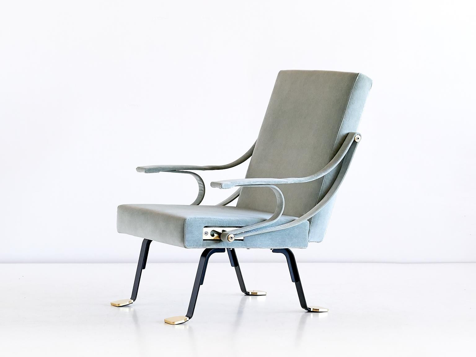 Ignazio Gardella Digamma Lounge Chair and Ottoman in Turquoise Donghia Velvet 4