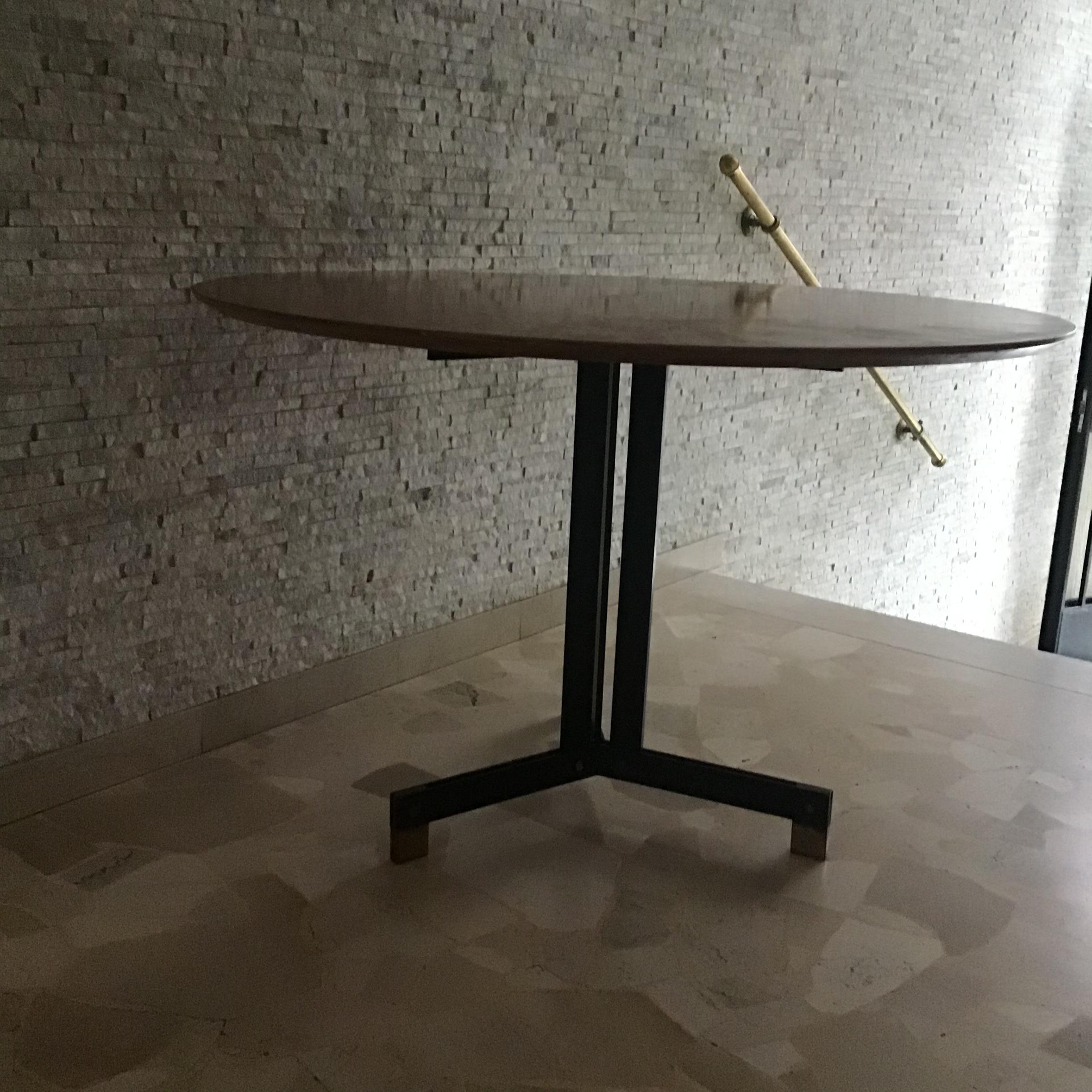 Ignazio Gardella Dining Table Brass Iron Wood, 1950, Italy For Sale 13