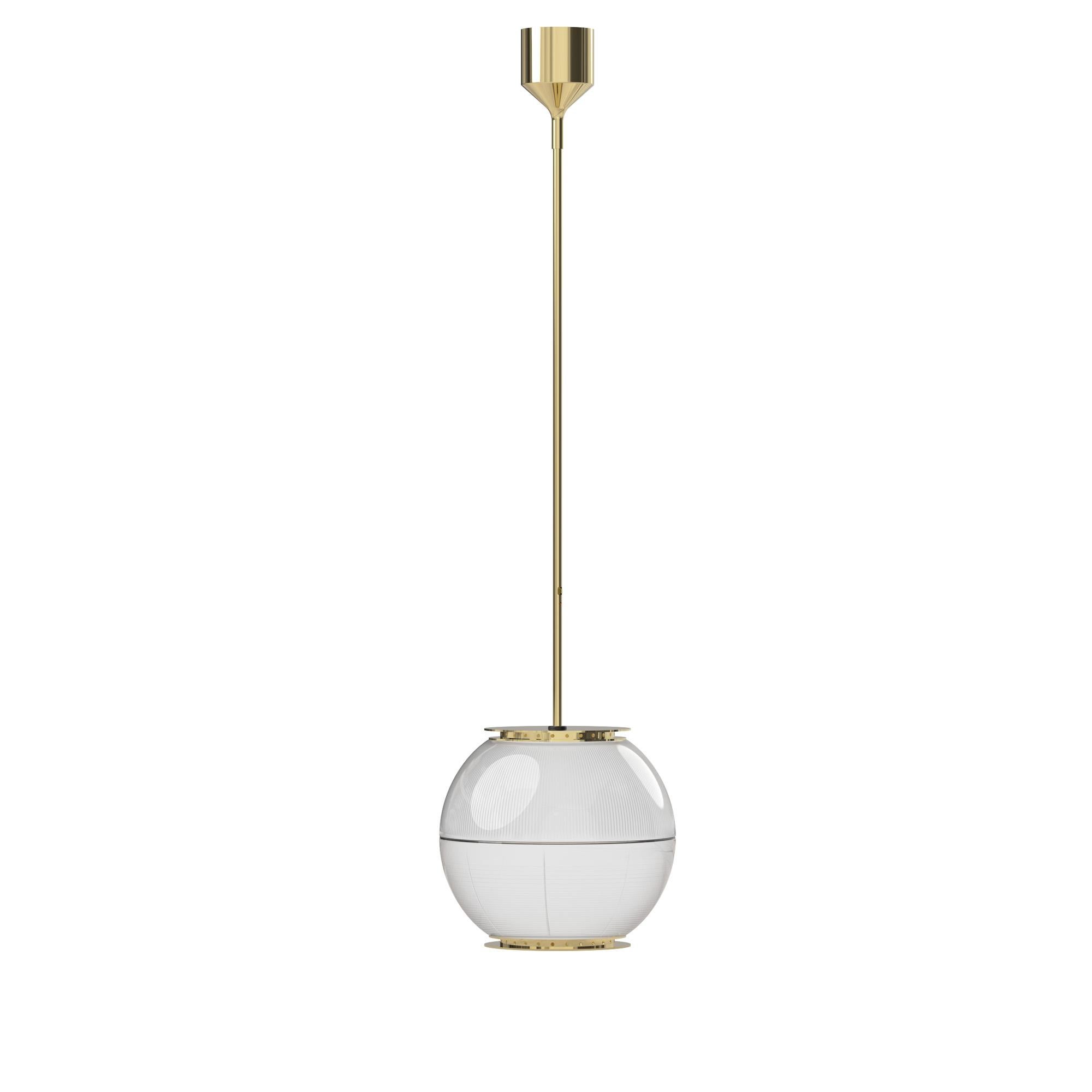 Ignazio Gardella 'Doppio Vetro' Pendant Lamp in Brass and Glass for Tato Italia In New Condition For Sale In Glendale, CA