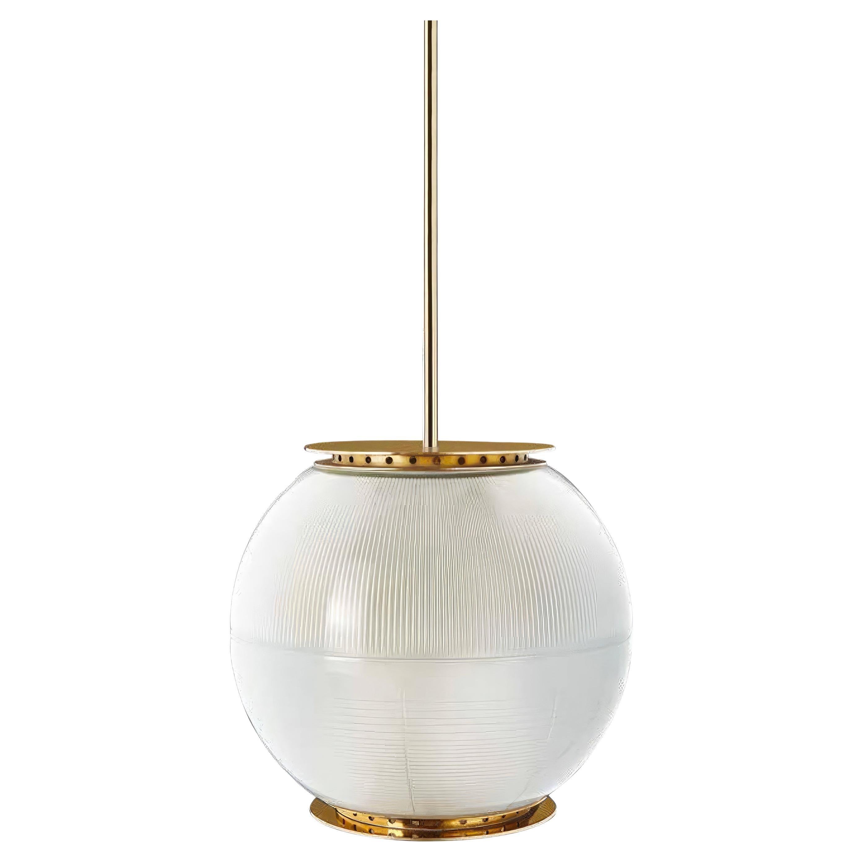 Ignazio Gardella 'Doppio Vetro' Pendant Lamp in Brass and Glass for Tato Italia